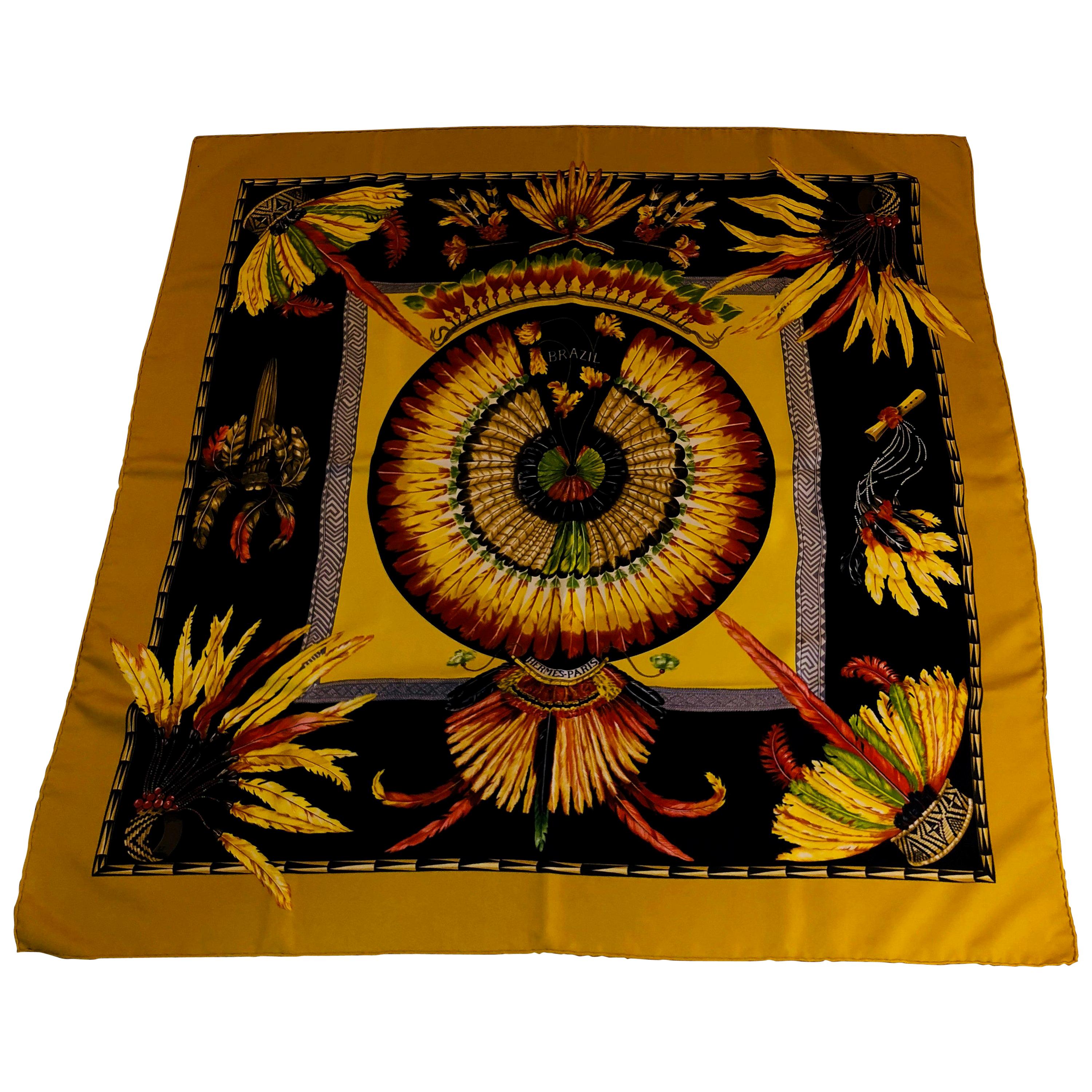 Hermes by Laurence Bourthoumieux "Brazil" Silk Scarf, 1988