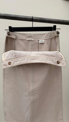 Hermès by Martin Margiela (1997-2003) Vintage Cotton Beige Pencil Skirt, Size 38