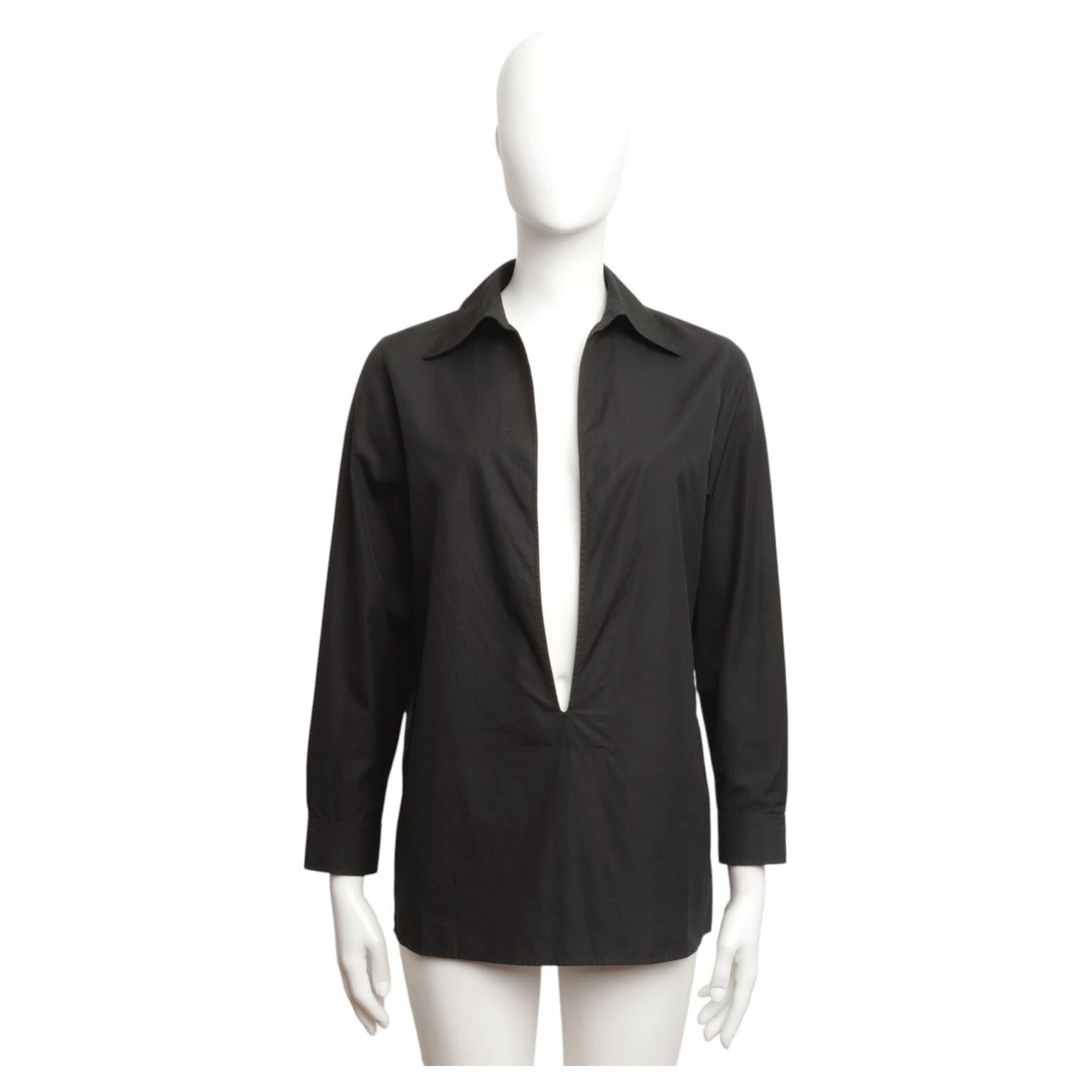 Hermès By Martin Margiela A/W 1999 vintage Vareuse shirt black cotton 34 FR XS S
