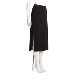 Hermes by Martin Margiela A/W 2000 Mid Length Double Zip Skirt in Black Wool
