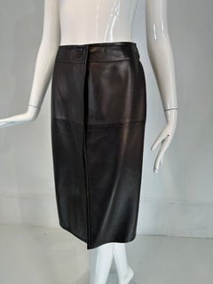 HERMÈS BY Martin Margiela A/W2002 Falda abierta por delante en piel de cordero negra