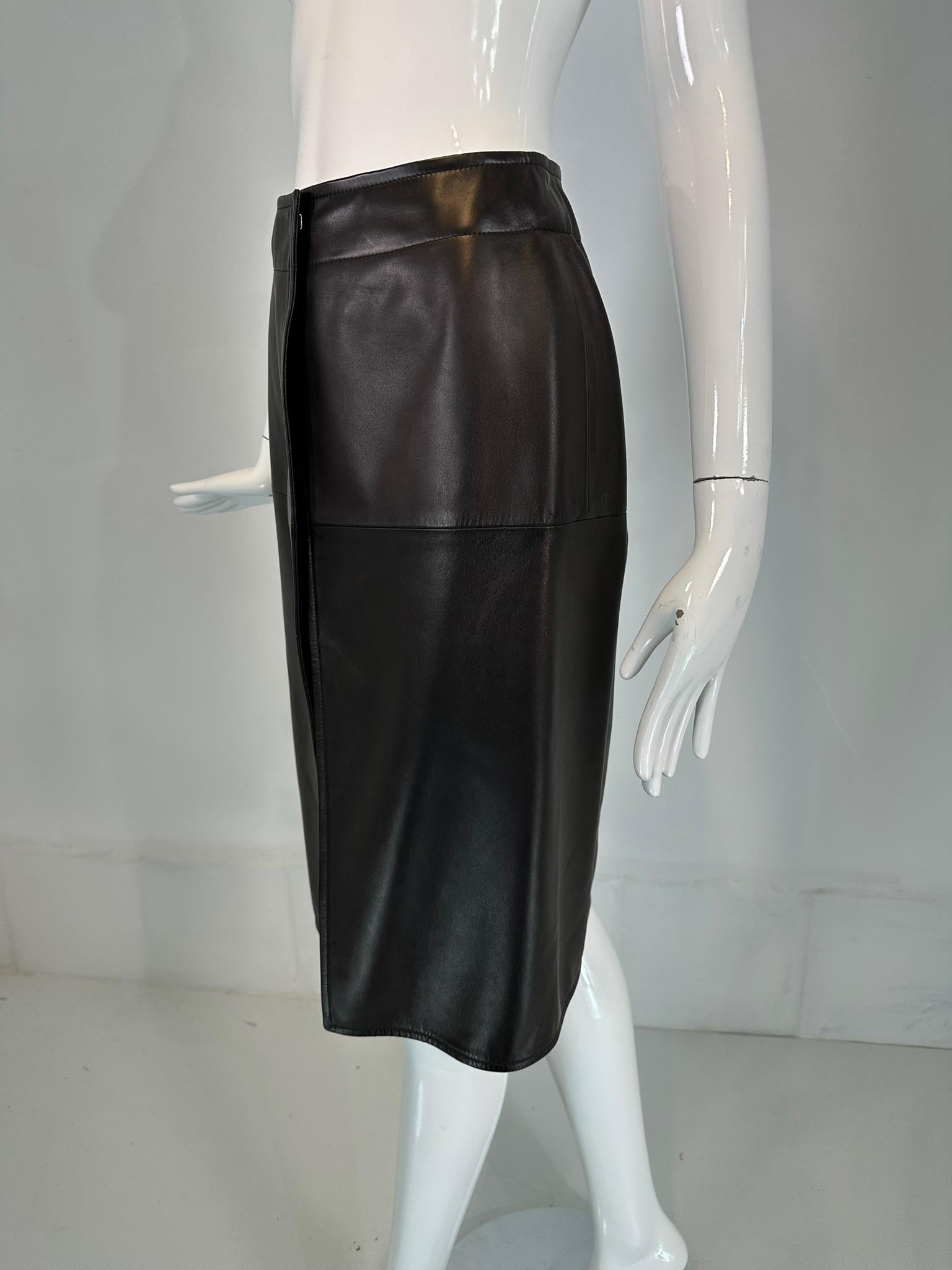 Women's HERMÈS BY Martin Margiela A/W2002 Black Lambskin Leather Open Front Over skirt For Sale