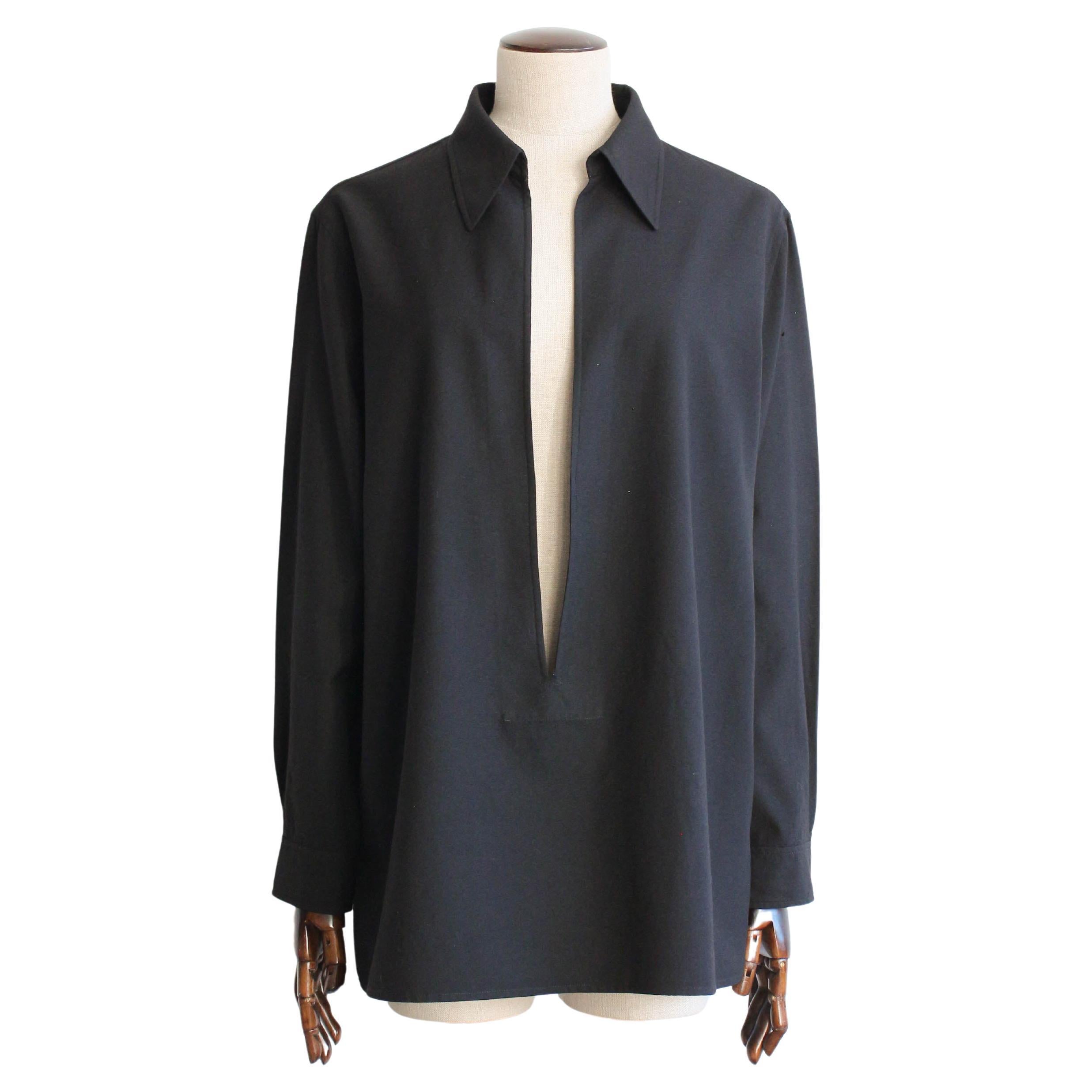 Camicia Hermes by Martin Margiela Autunno/Inverno 1999 in lana nera Vareuse in vendita