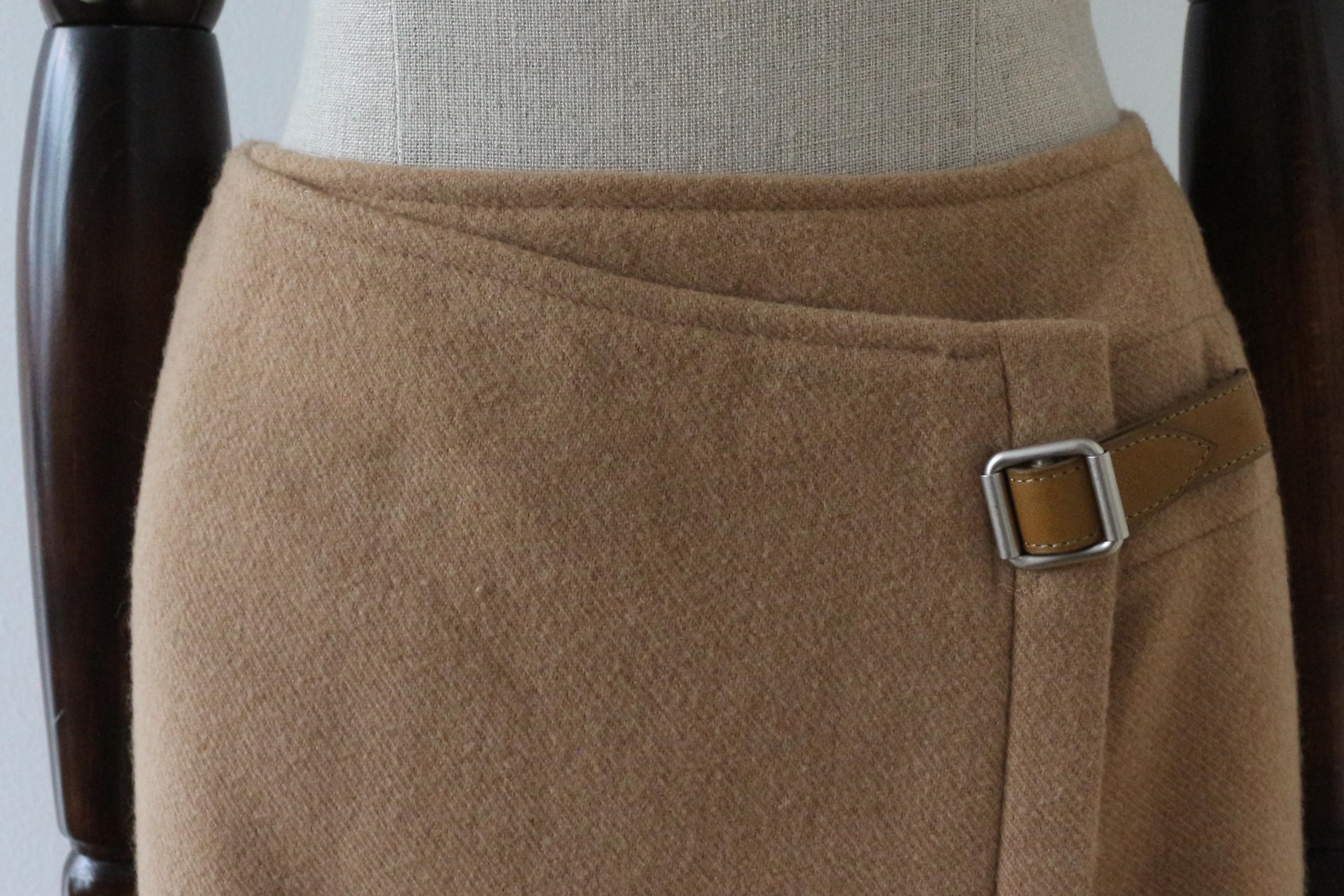 Hermès by Martin Margiela Autumn/Winter 2000 Camel Hair Wrap Skirt In Good Condition For Sale In Manchester, GB