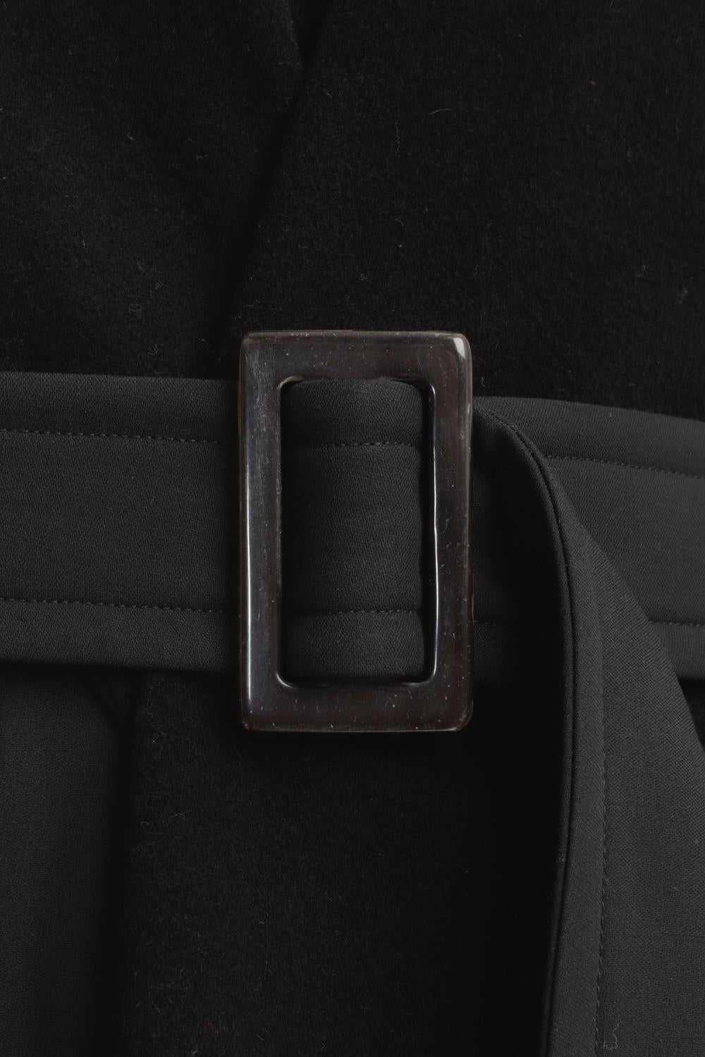 Abrigo largo con cinturón y capucha Hermes by Martin Margiela de cachemira de algodón negro en venta 5