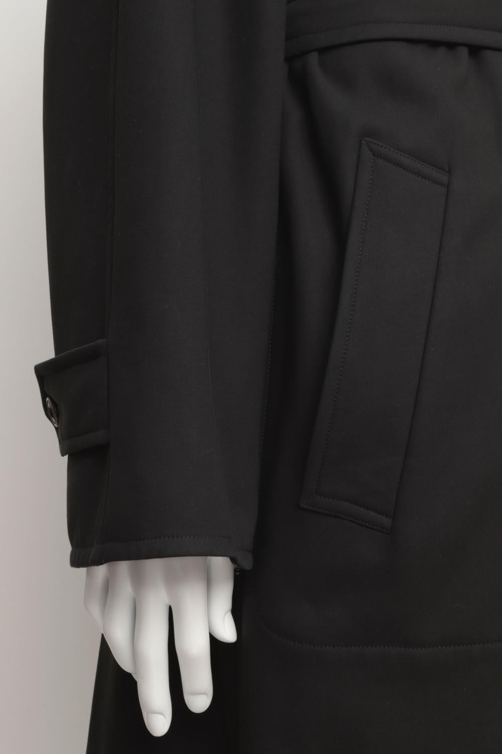 Abrigo largo con cinturón y capucha Hermes by Martin Margiela de cachemira de algodón negro en venta 6