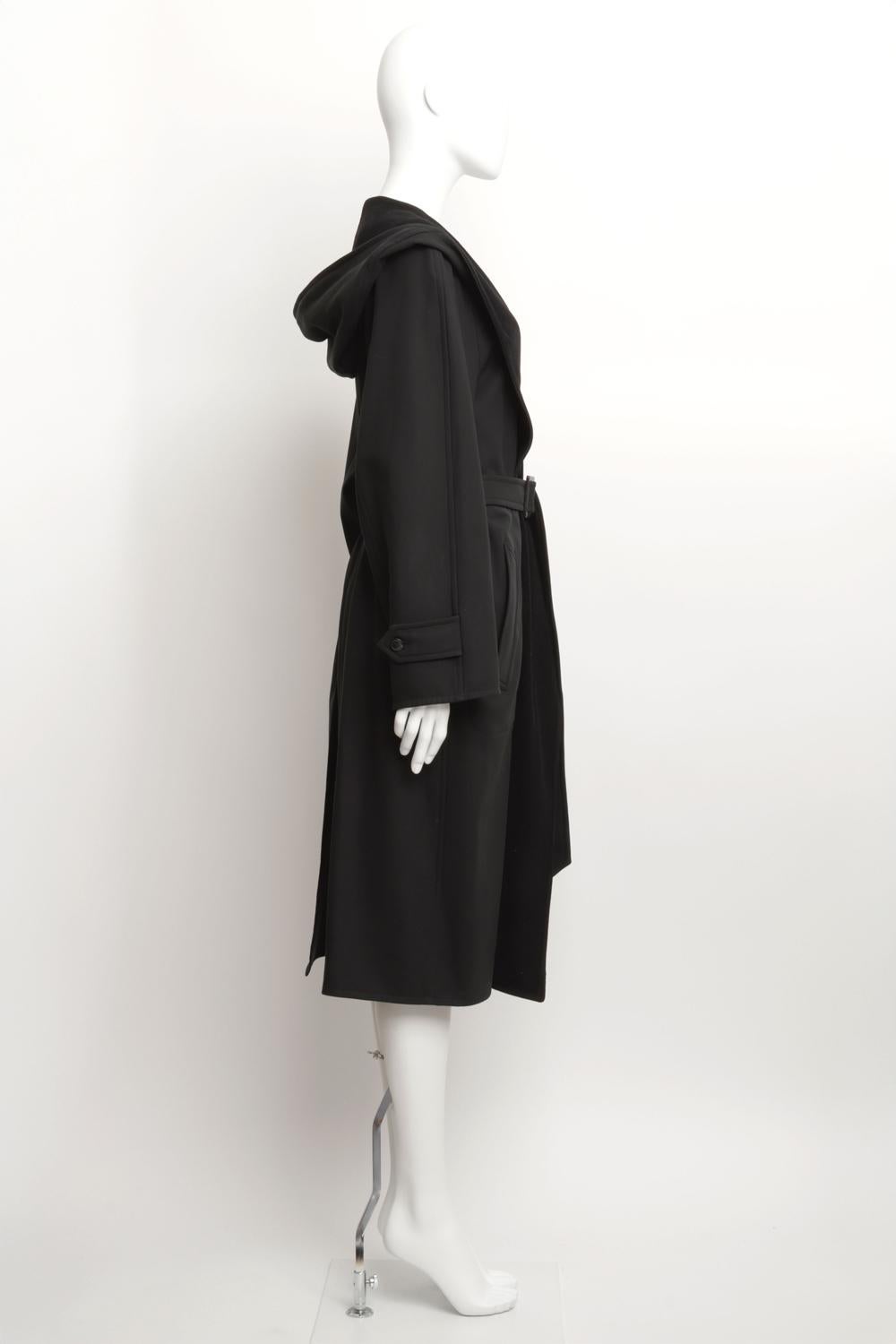 Abrigo largo con cinturón y capucha Hermes by Martin Margiela de cachemira de algodón negro Negro en venta