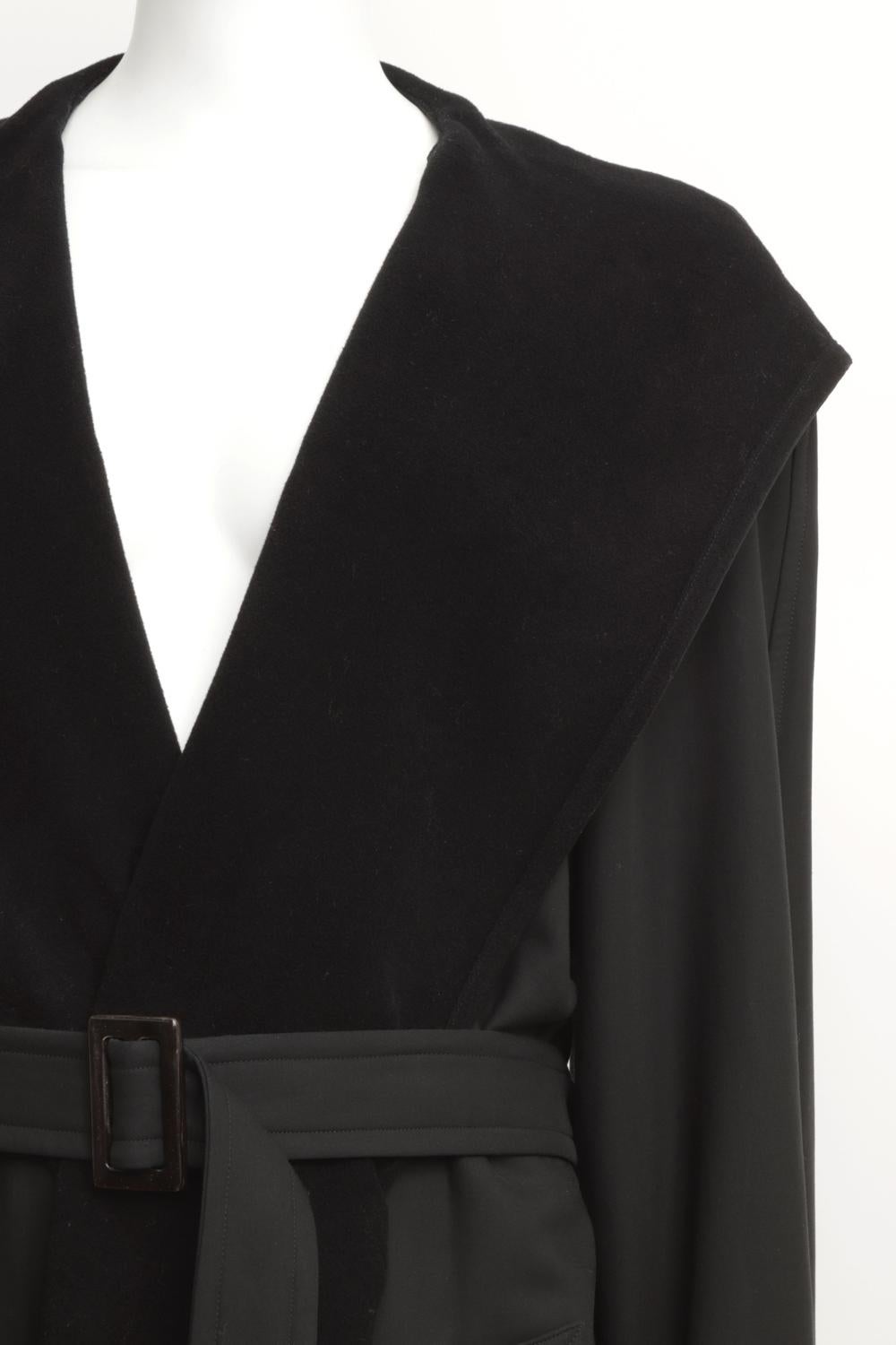 Abrigo largo con cinturón y capucha Hermes by Martin Margiela de cachemira de algodón negro en venta 4