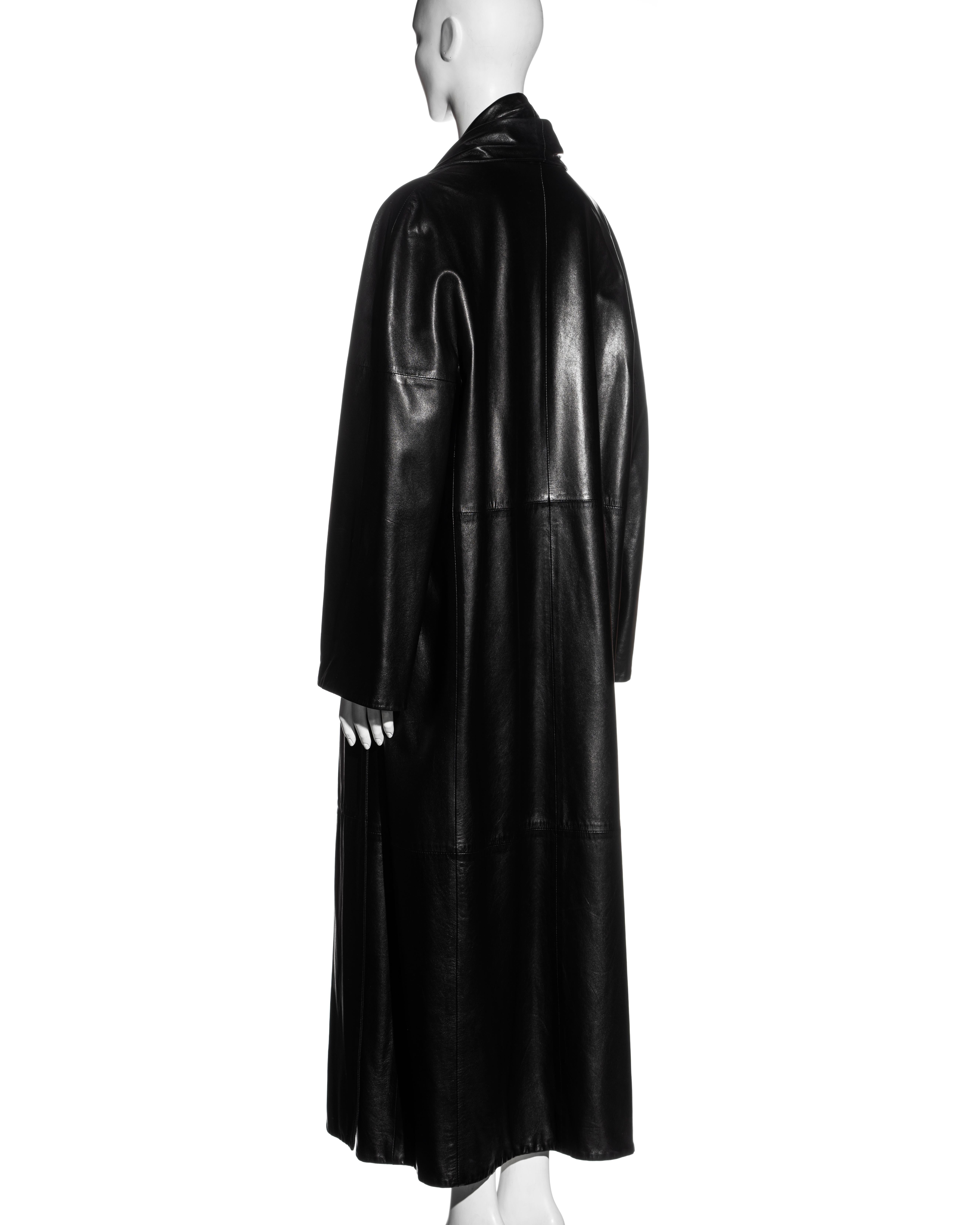 Hermes by Martin Margiela black lambskin leather full-length coat, fw 1999 3