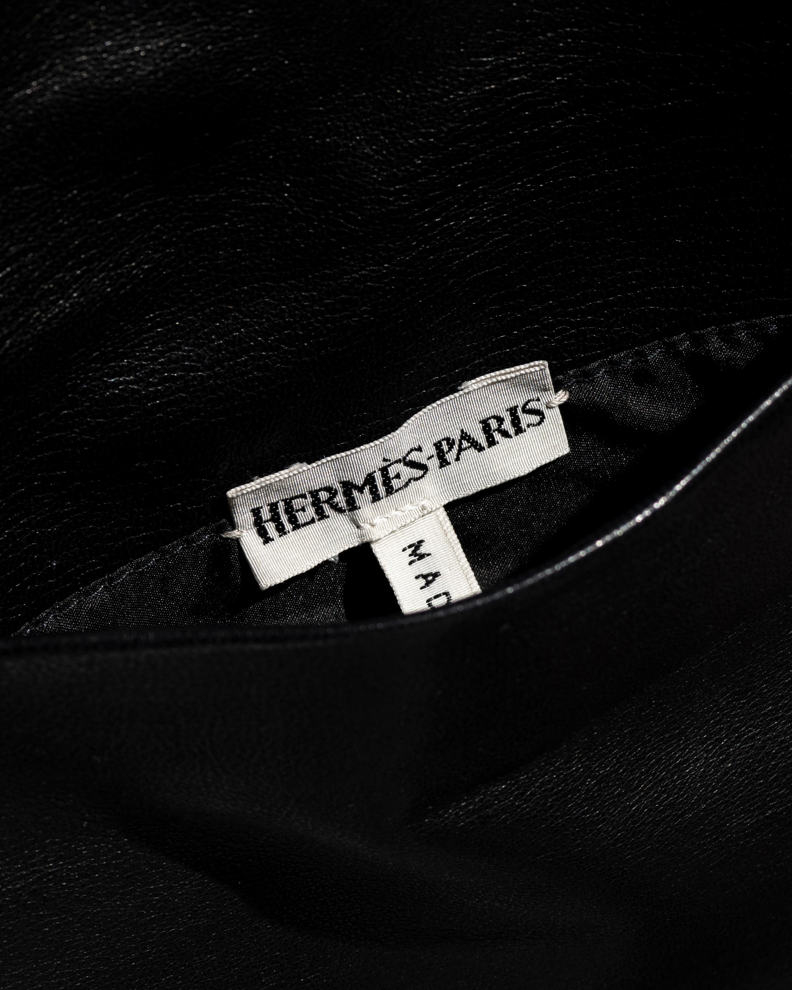 Hermes by Martin Margiela black lambskin leather full-length coat, fw 1999 5