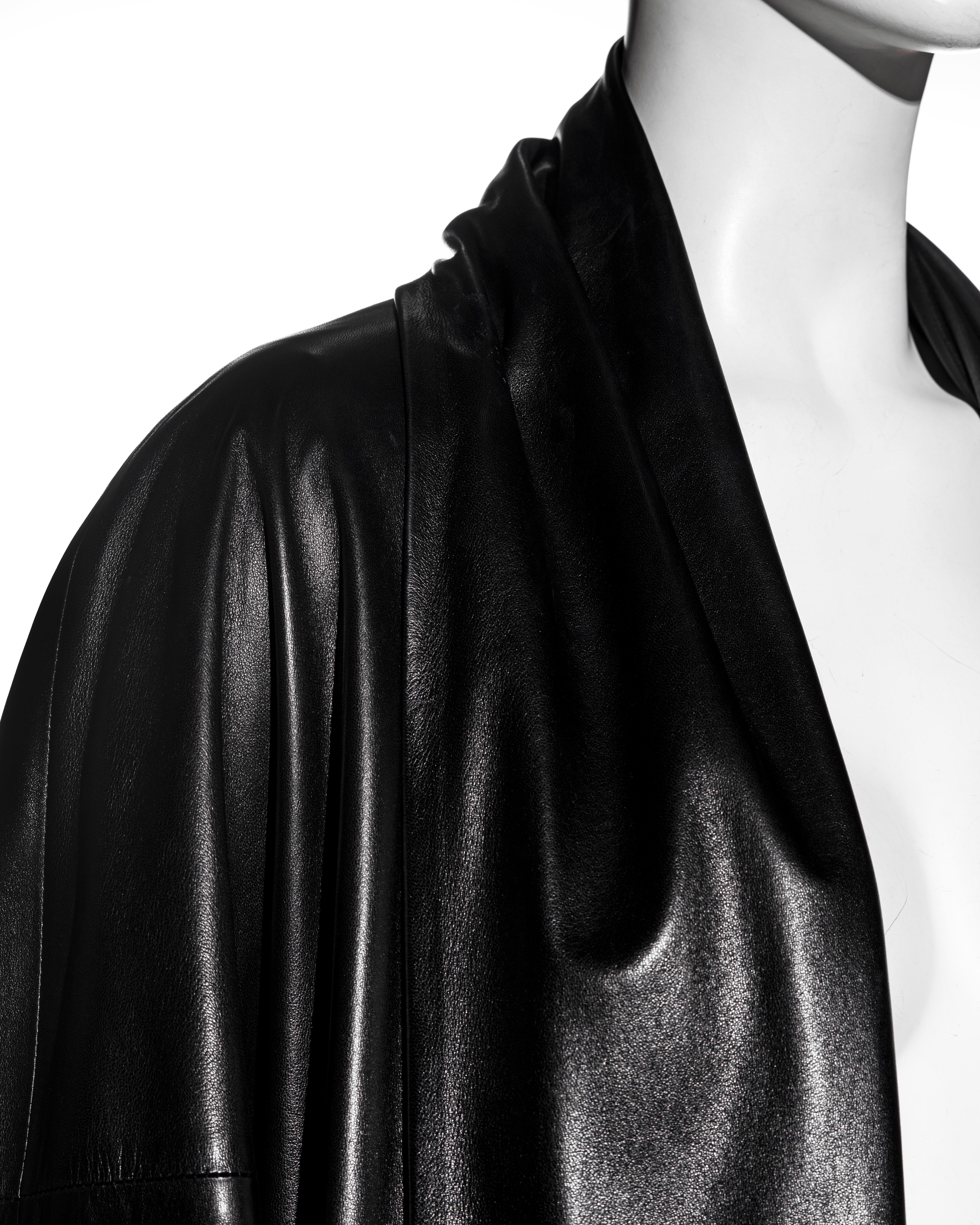 Hermes by Martin Margiela black lambskin leather full-length coat, fw 1999 1