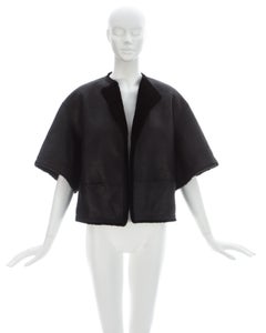 Hermes by Martin Margiela black shearling leather cropped jacket, ca. 2002