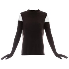 Hermes by Martin Margiela brown cashmere sweater vest and long gloves, ca. 2002