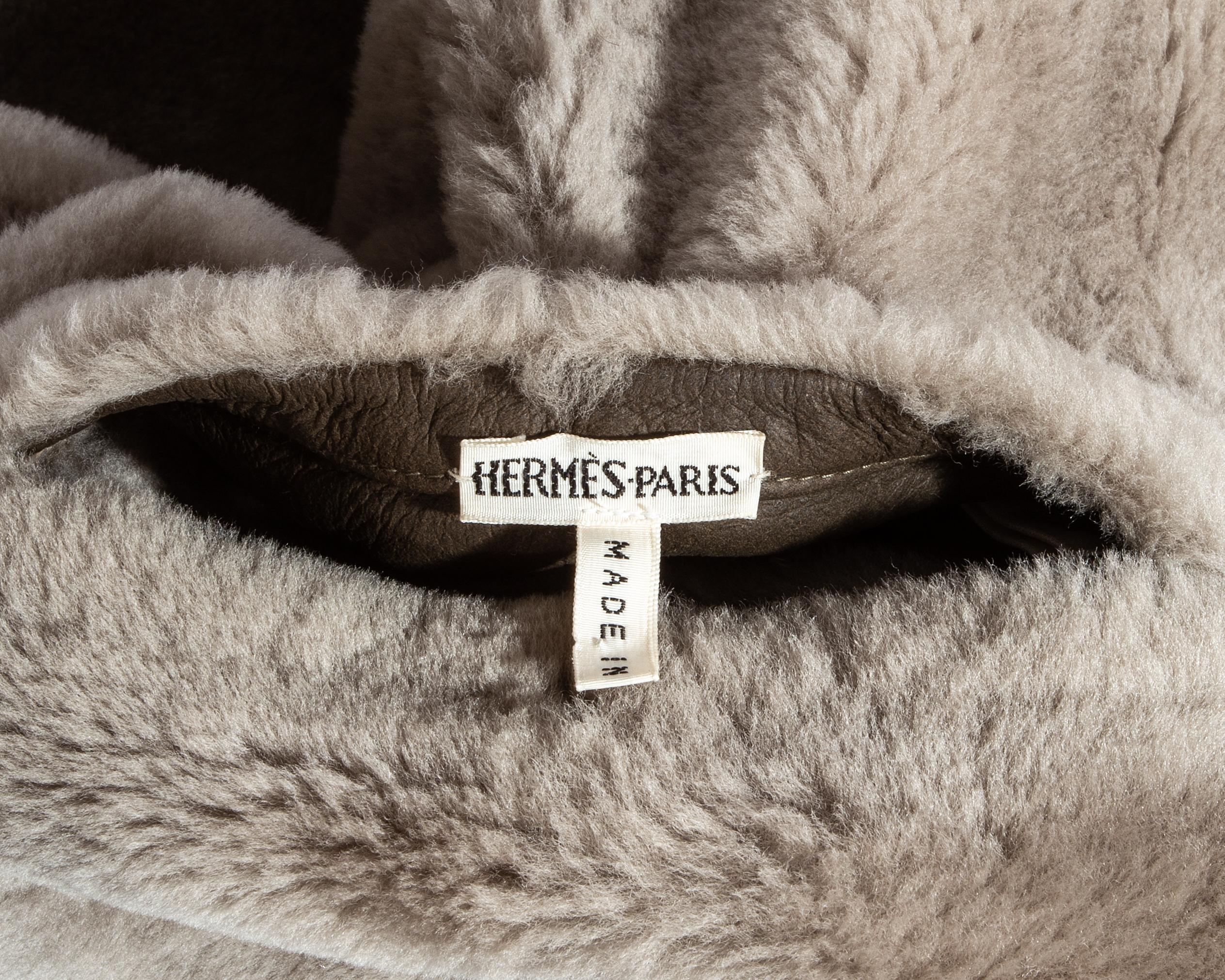 Hermes by Martin Margiela oversized shearling lambskin leather stole, fw 1999 5