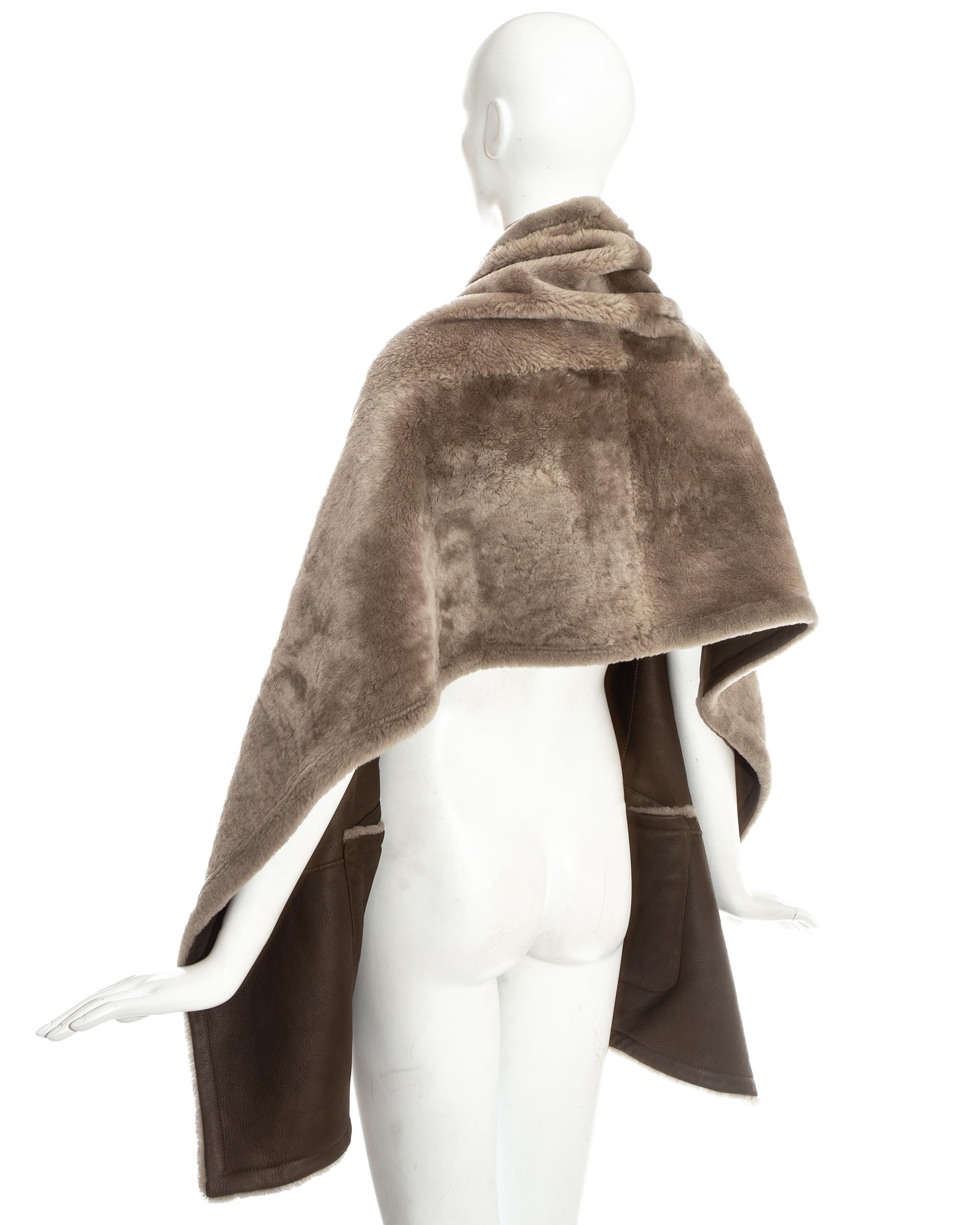 Hermes by Martin Margiela oversized shearling lambskin leather stole, fw 1999 4