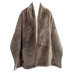 Vintage Hermes by Martin Margiela oversized shearling lambskin leather stole, fw 1999