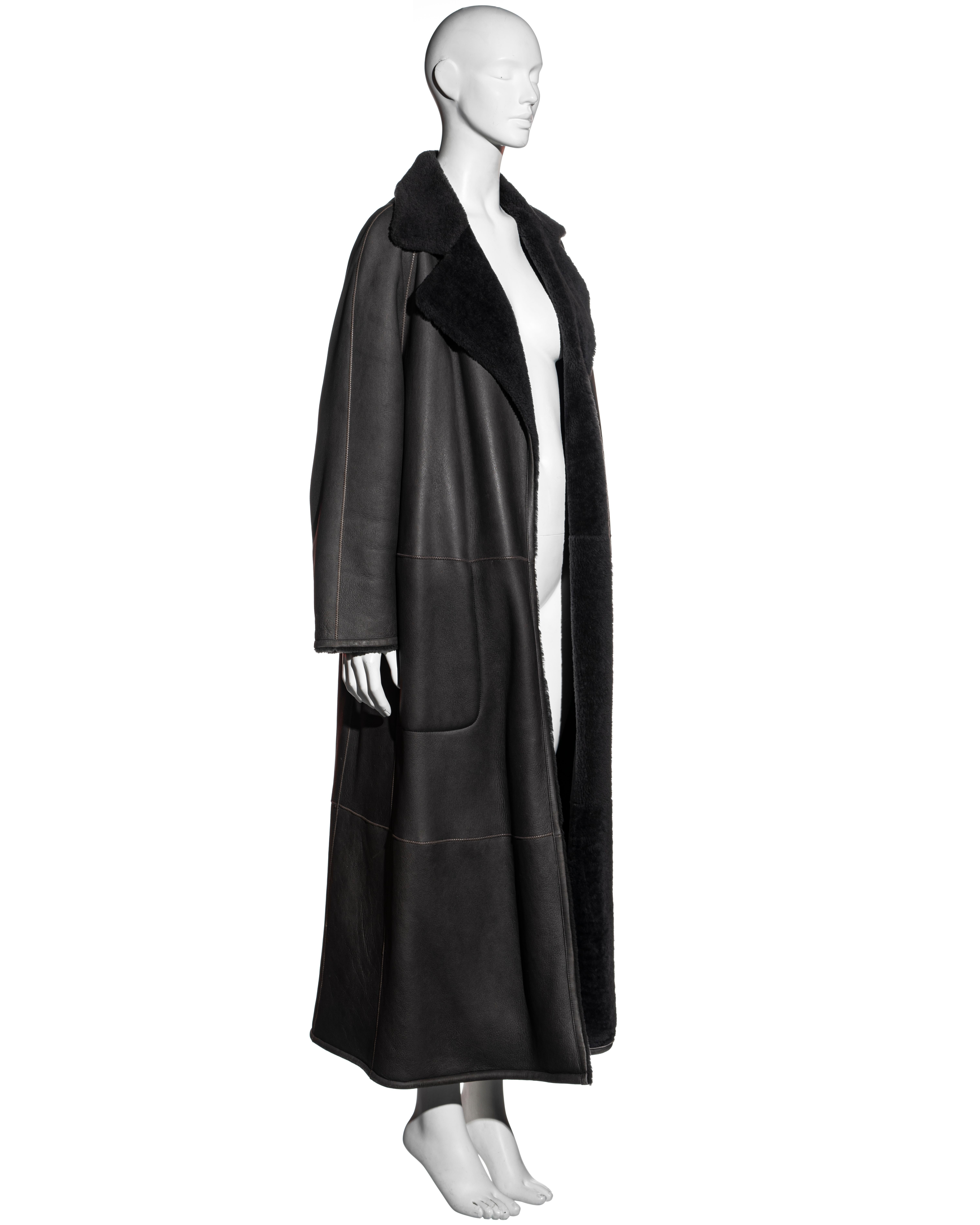 Hermes by Martin Margiela reversible grey shearling maxi coat, fw 1999 In Excellent Condition In London, GB