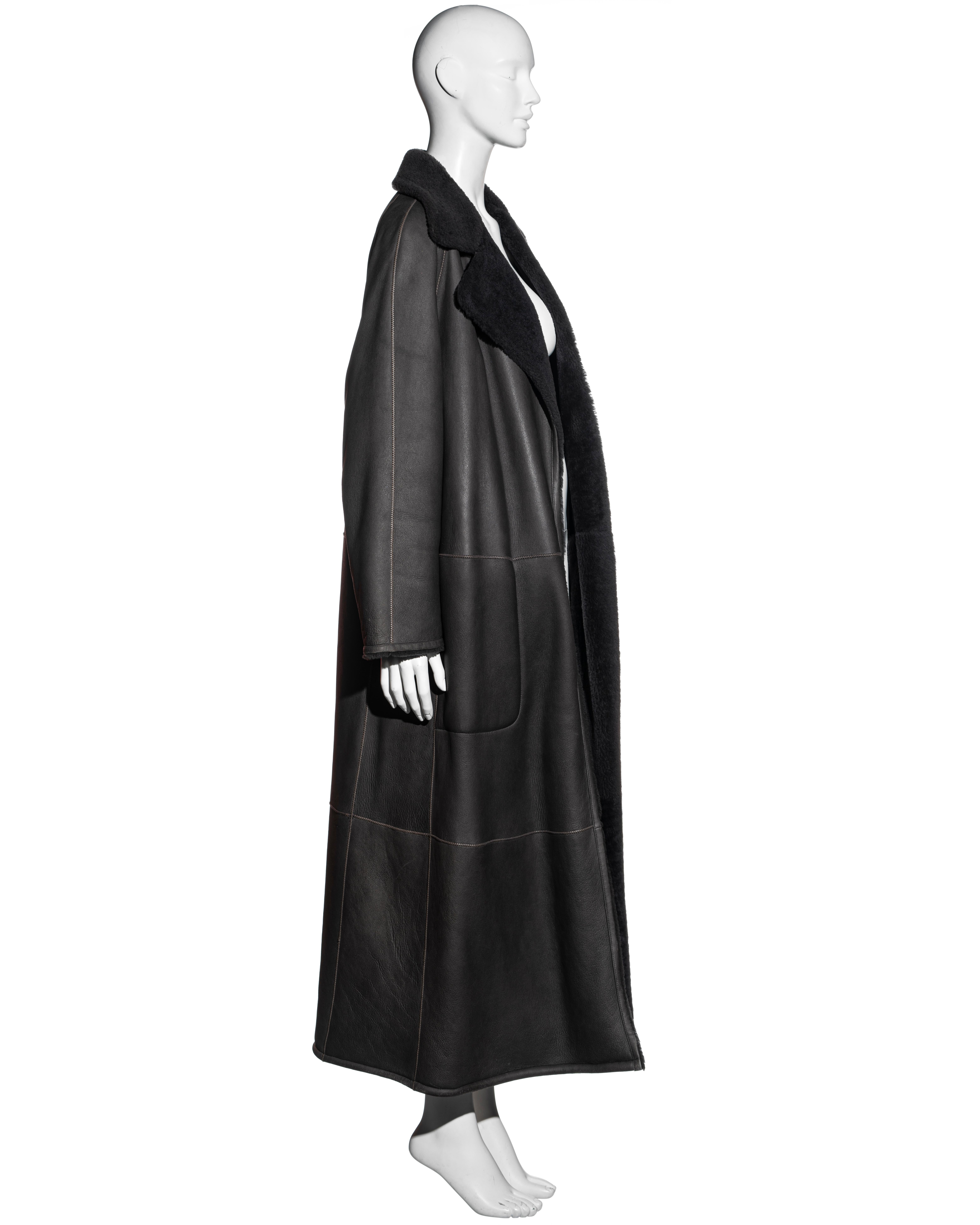 Women's Hermes by Martin Margiela reversible grey shearling maxi coat, fw 1999
