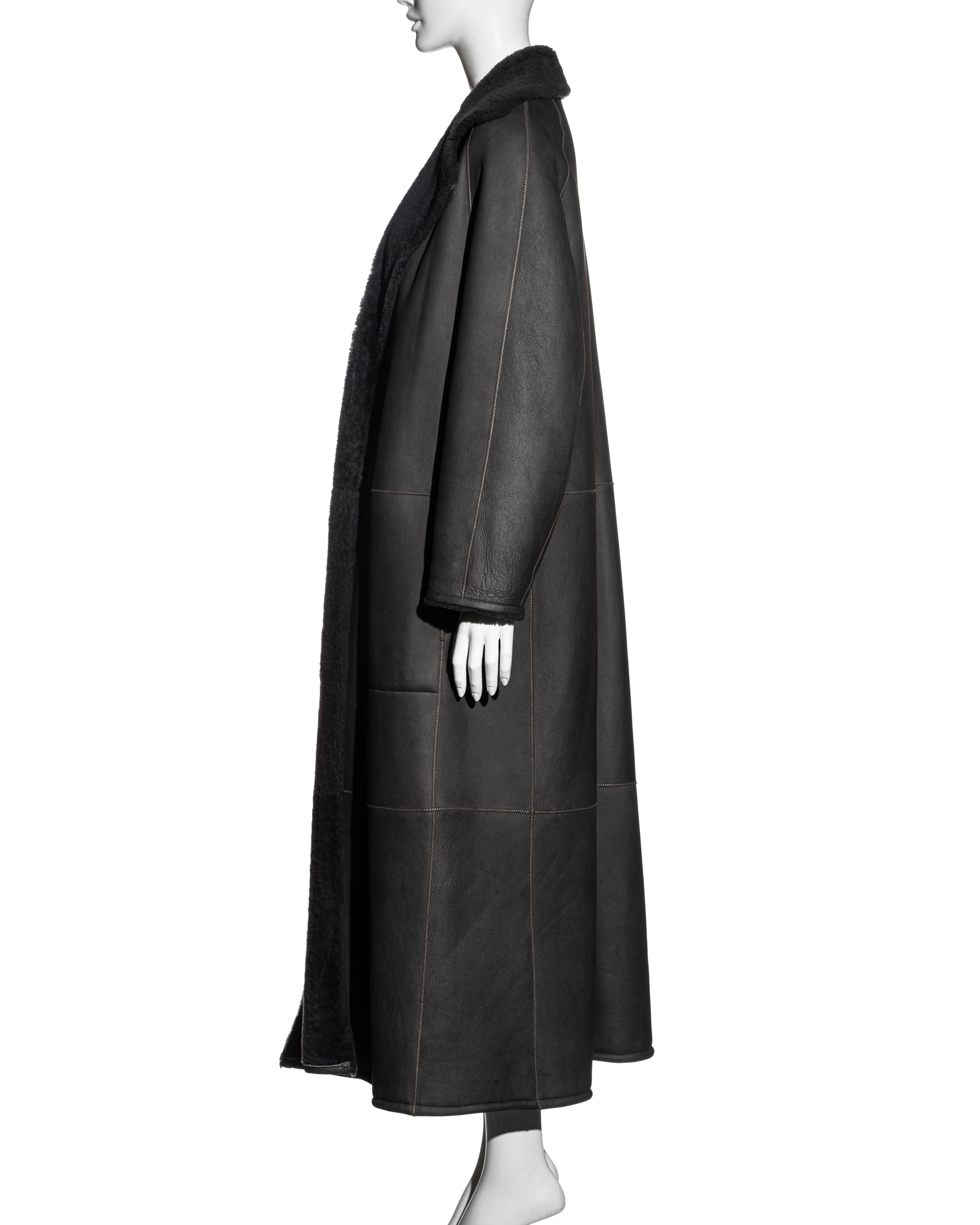 Hermes by Martin Margiela reversible grey shearling maxi coat, fw 1999 1