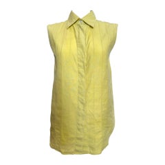 Hermès by Martin Margiela S/S 2001 Yellow Linen Pintucked Sleeveless Shirt Dress
