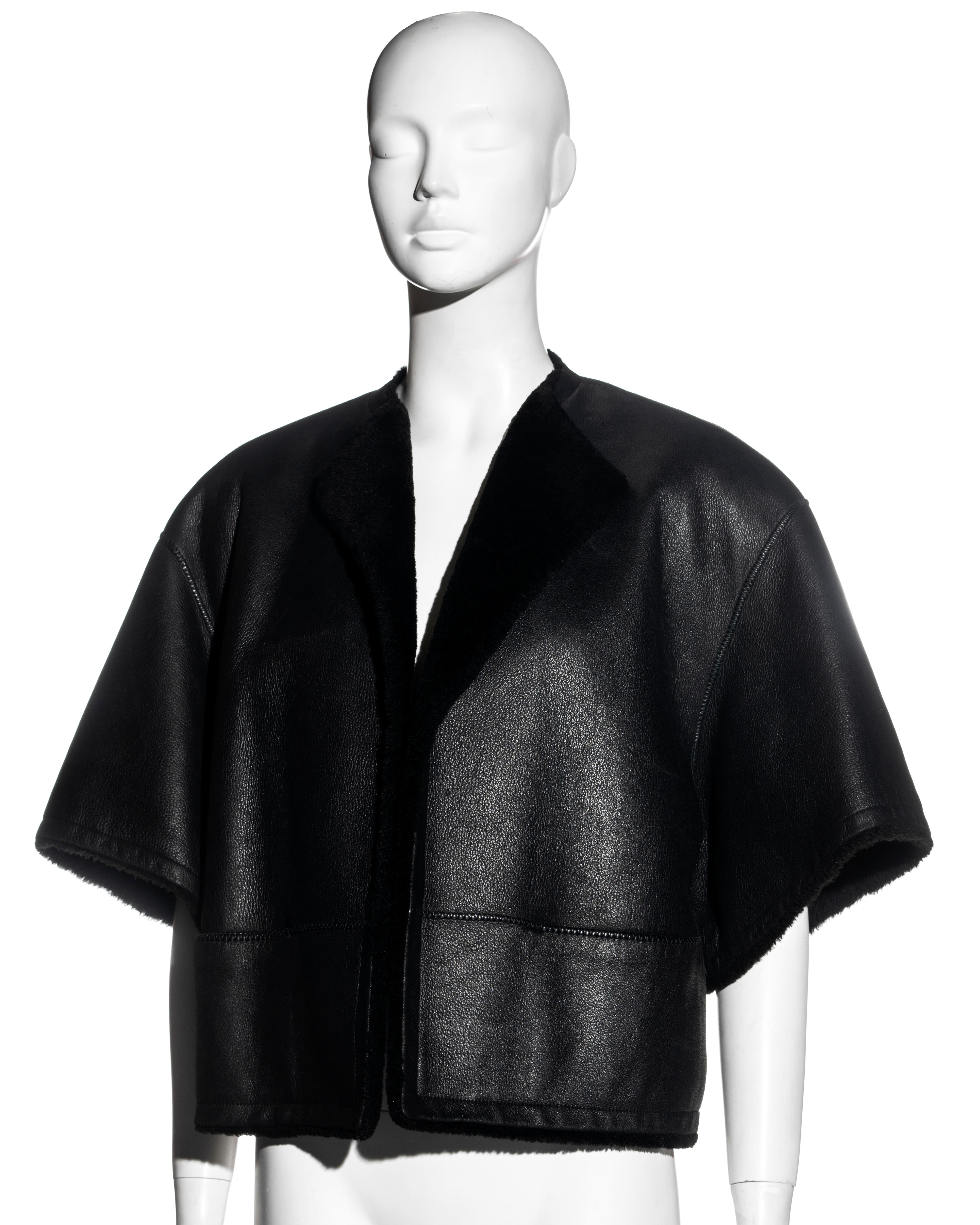 Black Hermes by Martin Margiela shearling jacket and cashmere sweater set, fw 2002