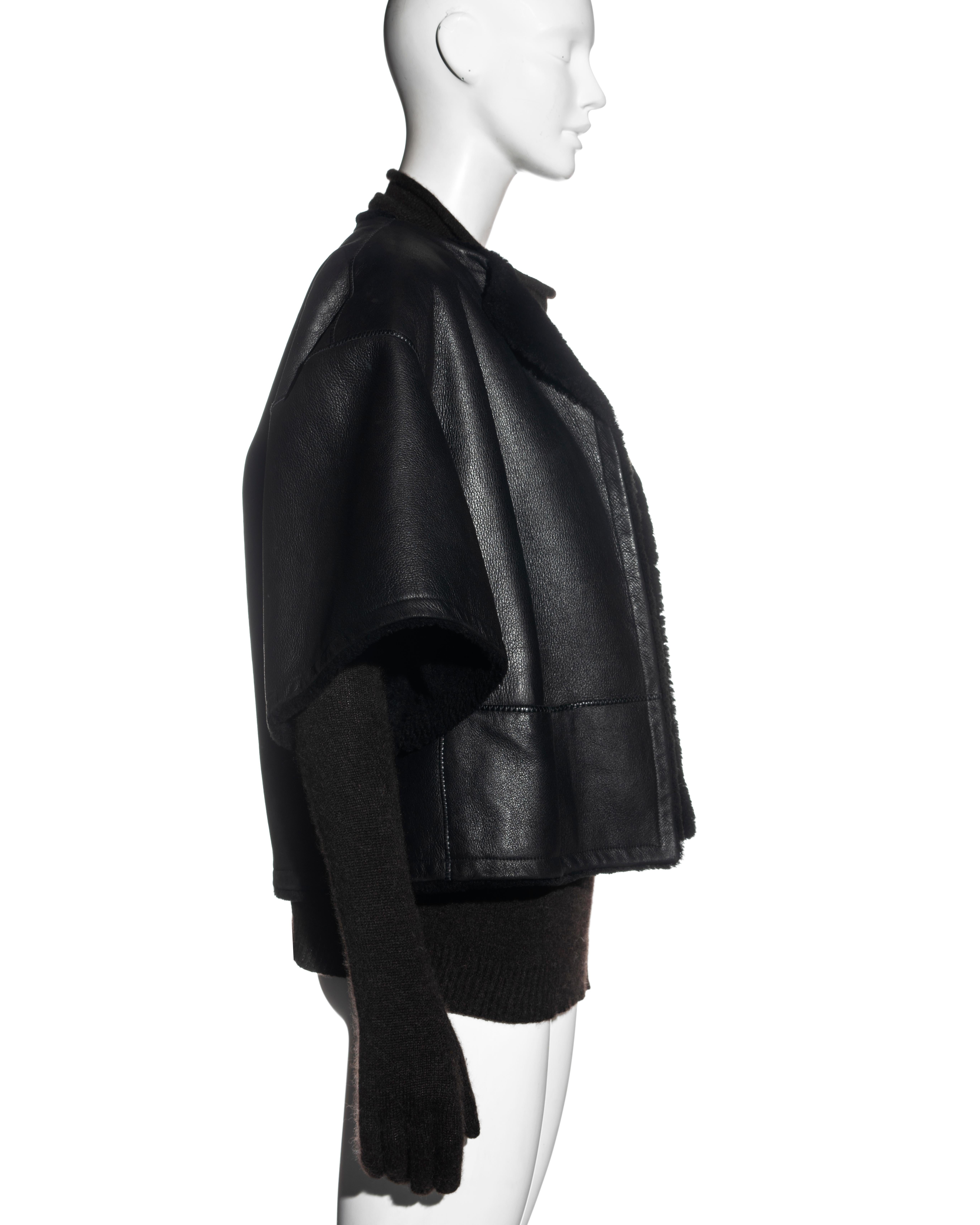 Women's Hermes by Martin Margiela shearling jacket and cashmere sweater set, fw 2002