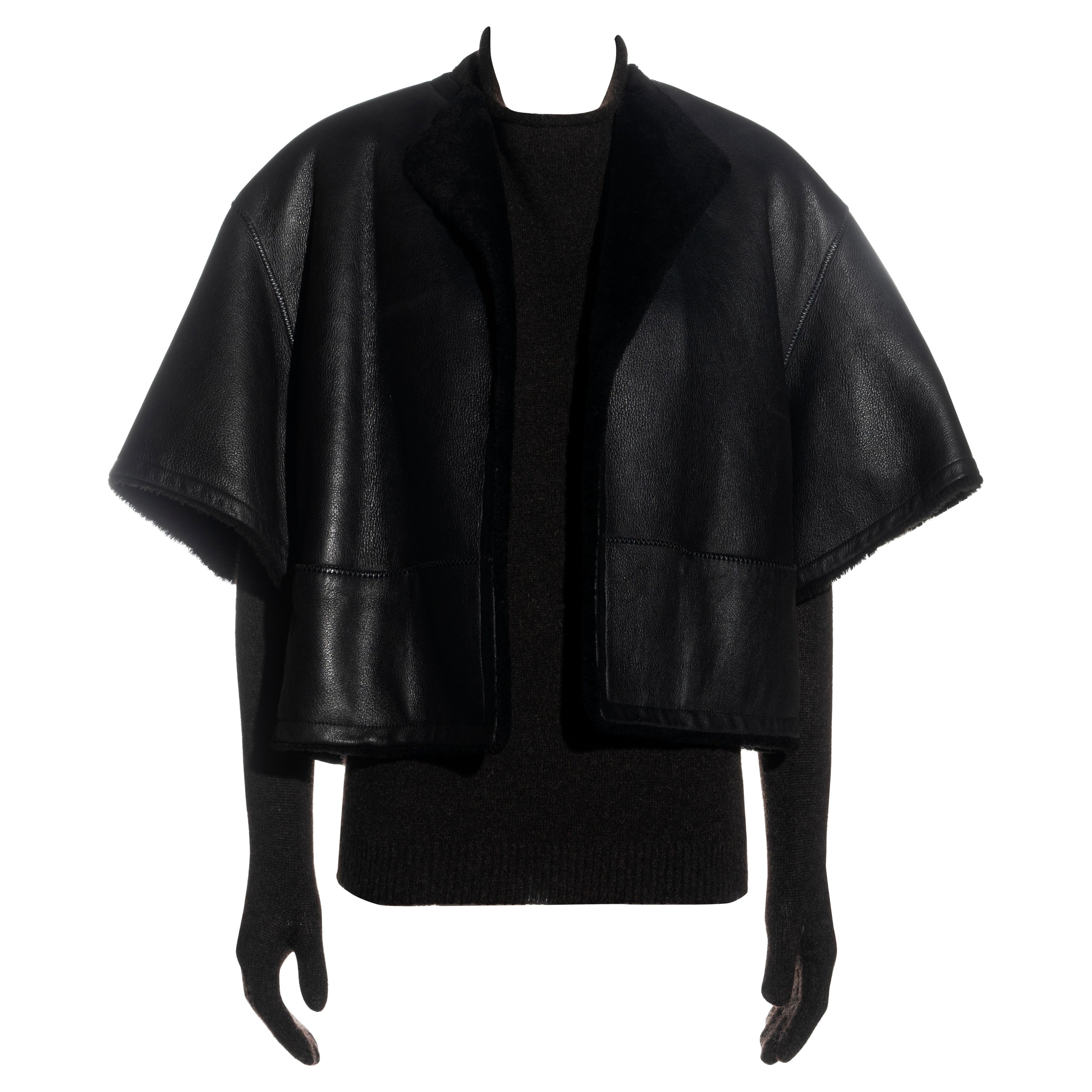 Hermes by Martin Margiela shearling jacket and cashmere sweater set, fw 2002