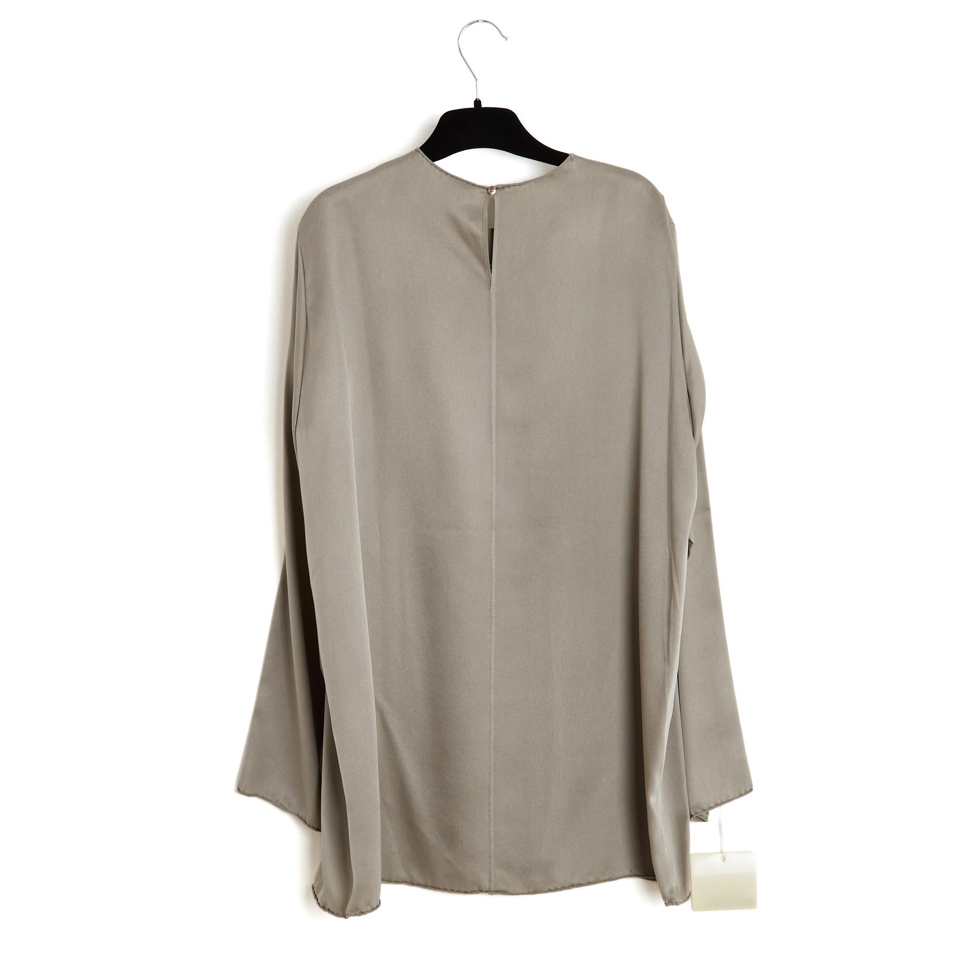Hermès by Martin Margiela Top FR38 Grey Silk Twill Blouse NWT UK10 US8 Hermes For Sale 1