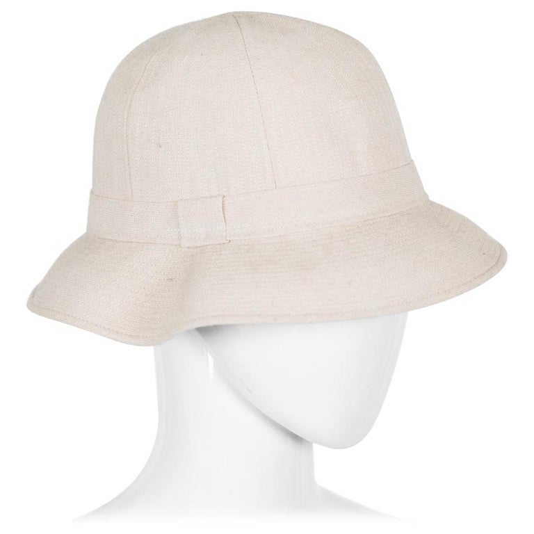 Hermes by Motsch Paris Summer Ivory Canvas Bucket Hat For Sale at 1stDibs