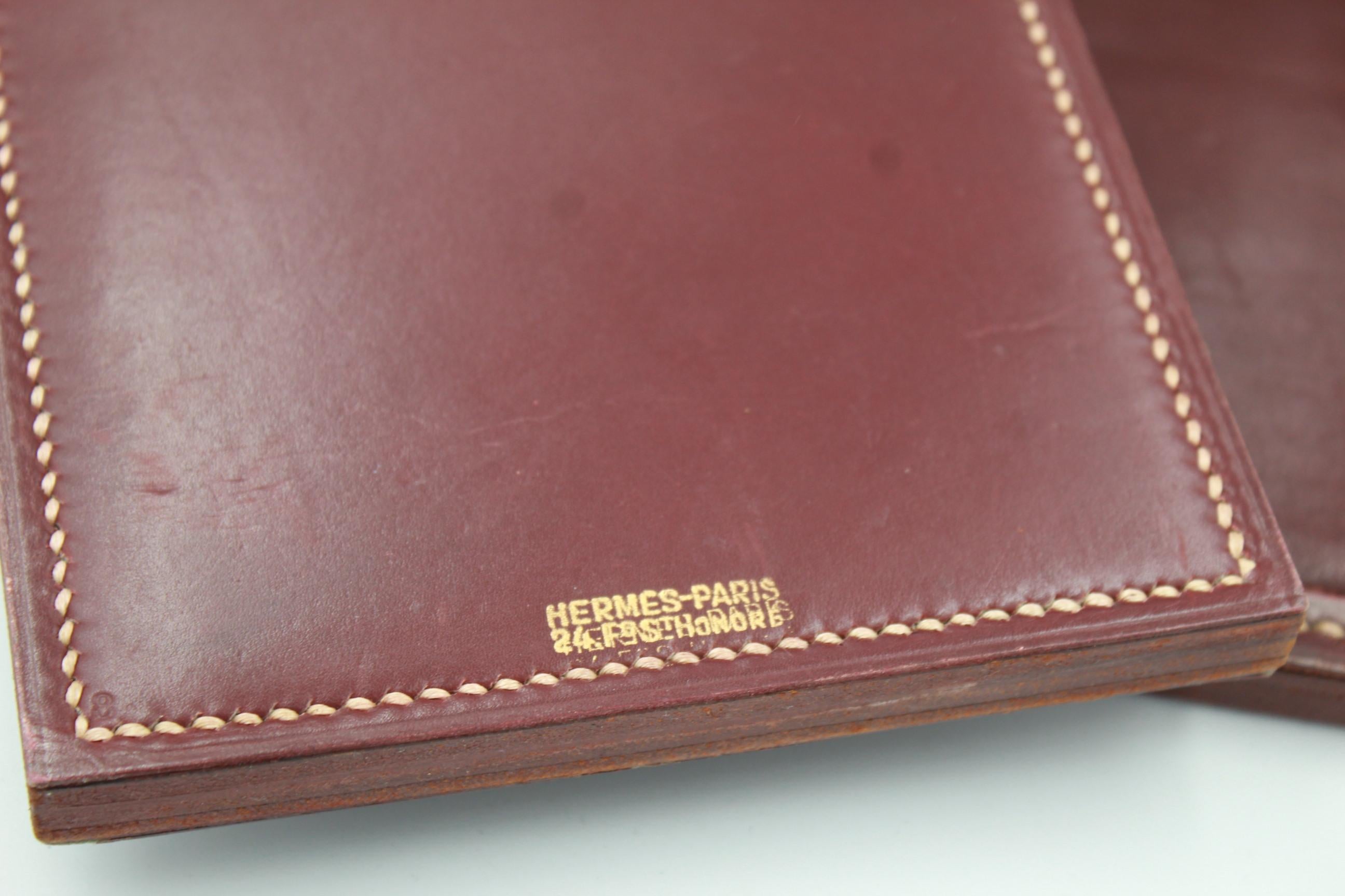 Hermes by Paul Dupre Lafon Vintage Hermes Bureau Set in Burgundy Leather  In Fair Condition In Paris, FR