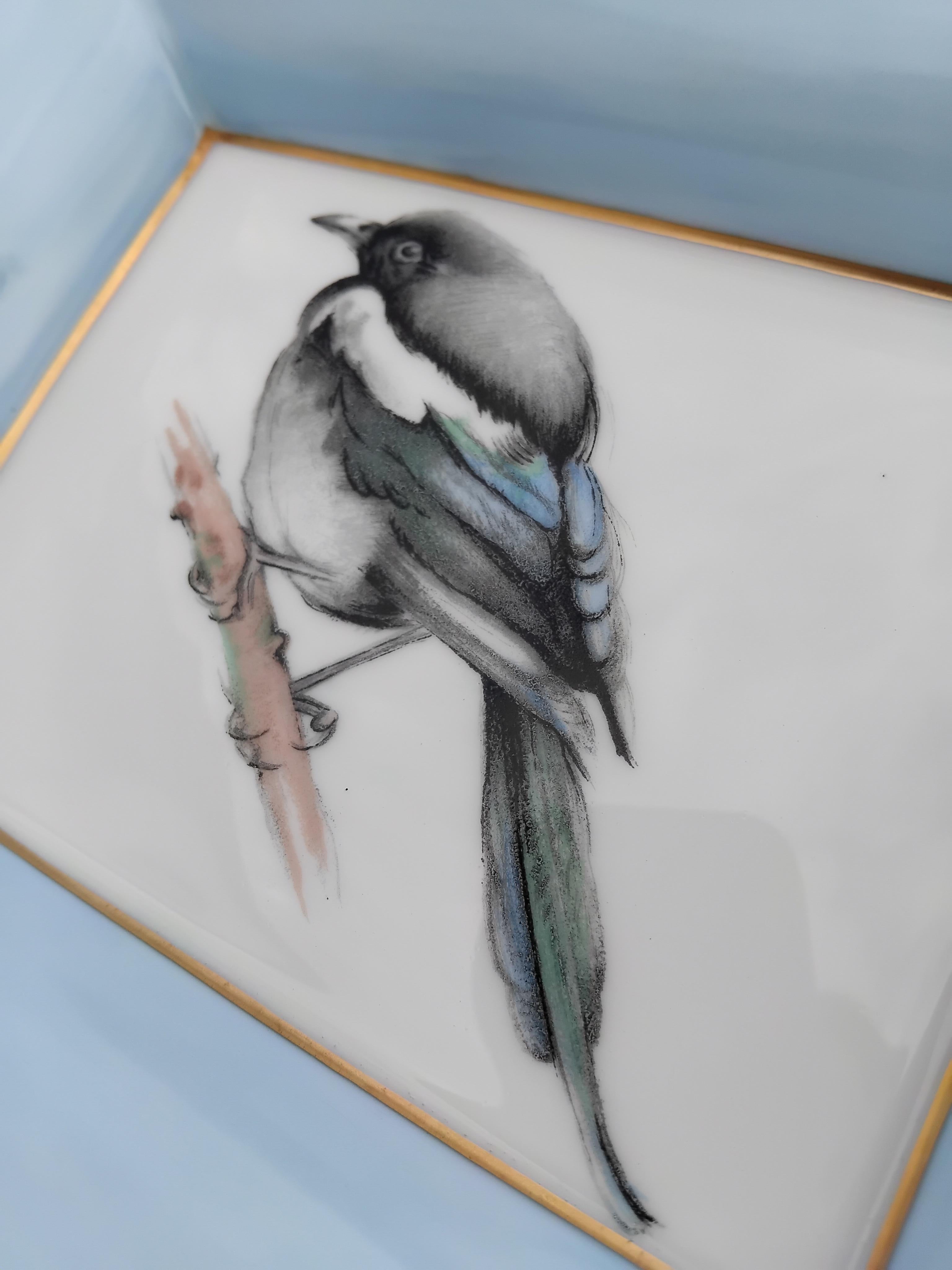 Cenicero Hermès By Xavier de Poret Bandeja de cambio Urraca Porcelana Dorada en Bueno estado para la venta en Corcoué Sur Logne, Loire-Atlantique
