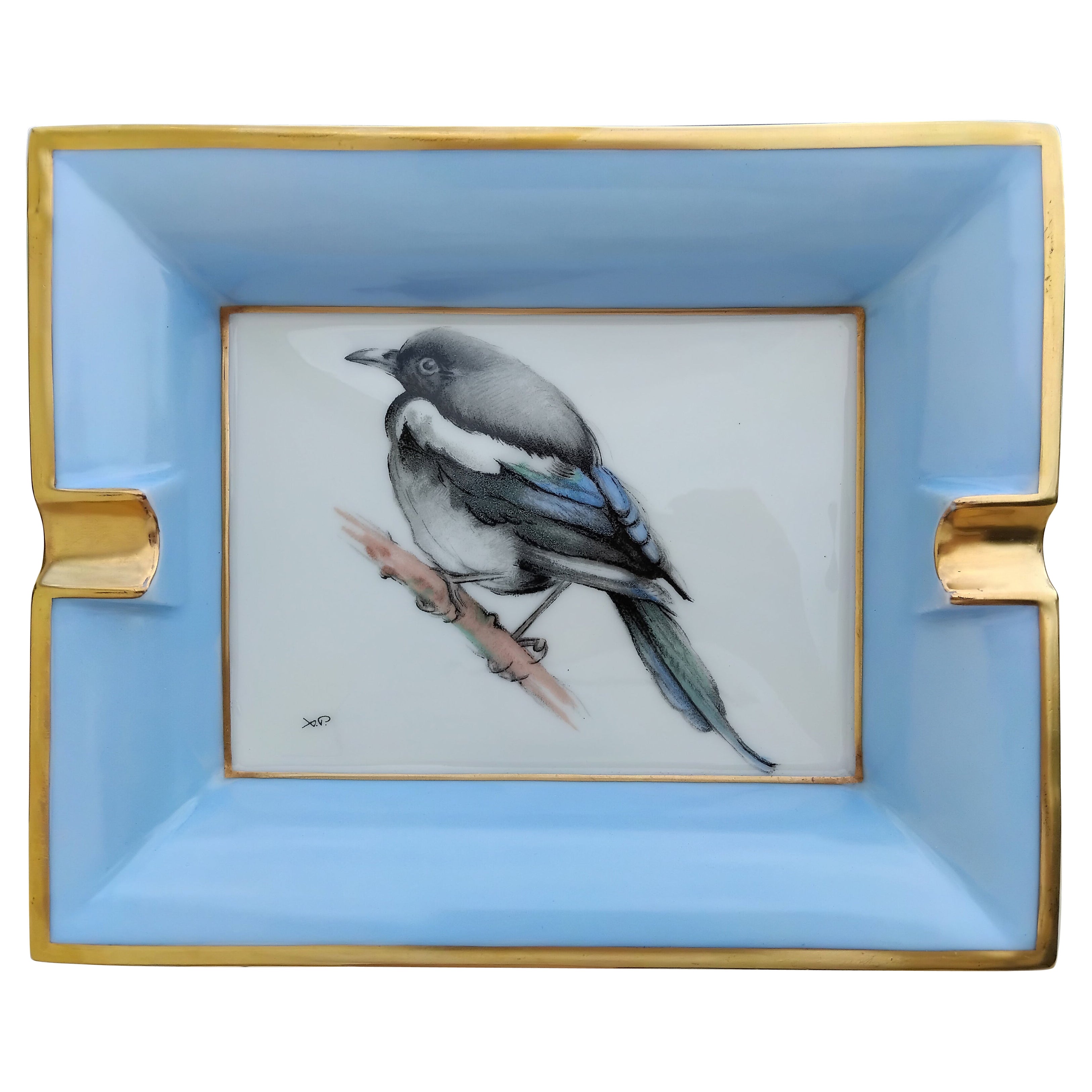 Cenicero Hermès By Xavier de Poret Bandeja de cambio Urraca Porcelana Dorada en venta