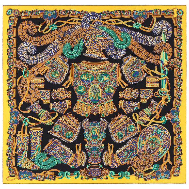 Foulard Hermès 'Sous L'Égide De Mars' - Soie - Carré - Occasion - Multicouleur