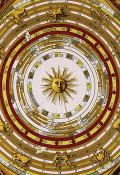 HERMES c.1963 Francoise Faconnet “Dies Et Hore” Astrology Zodiac Silk Scarf