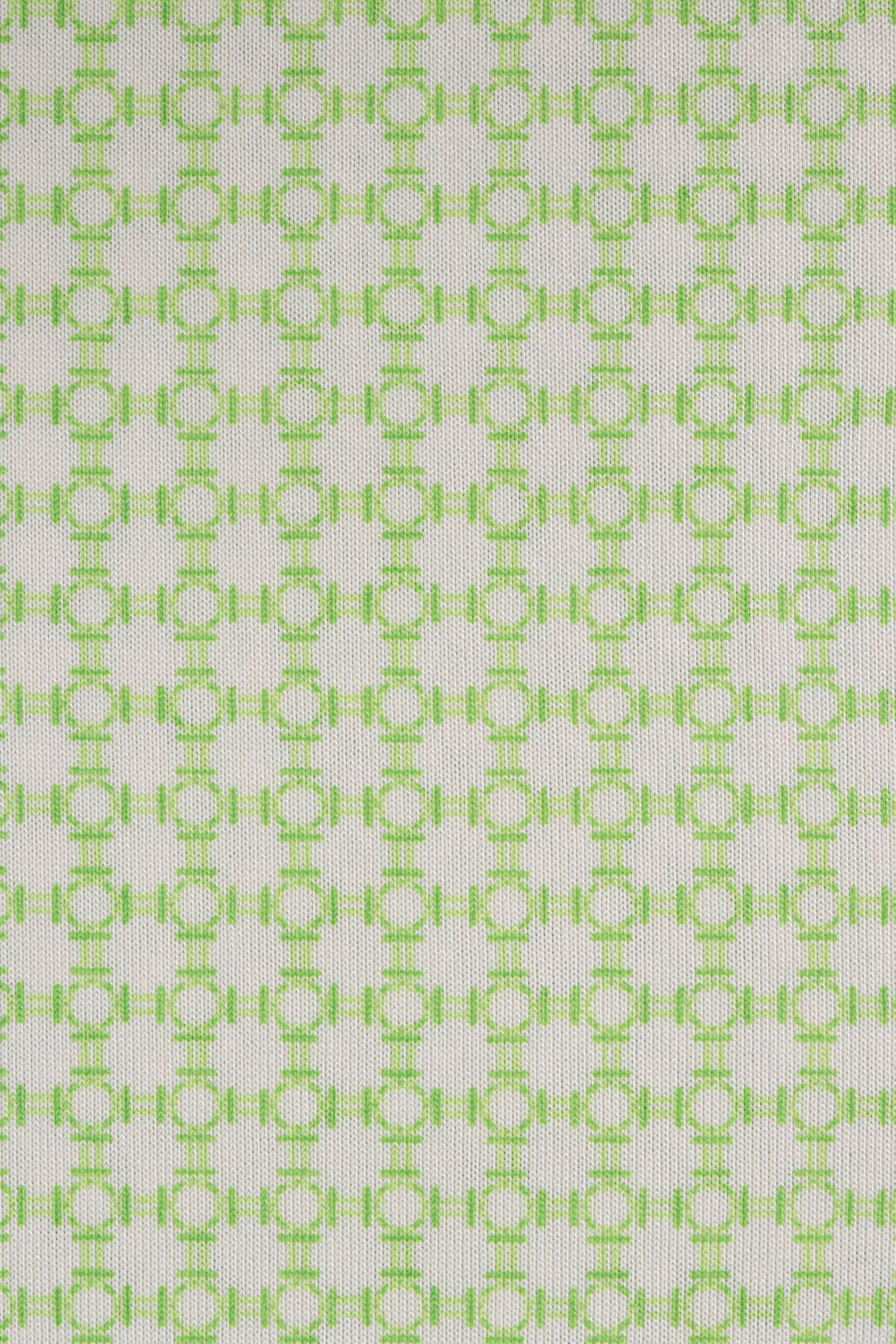 HERMES c.1970s Green White Printed Knit Long Sleeve Turtleneck Midi Dress For Sale 2