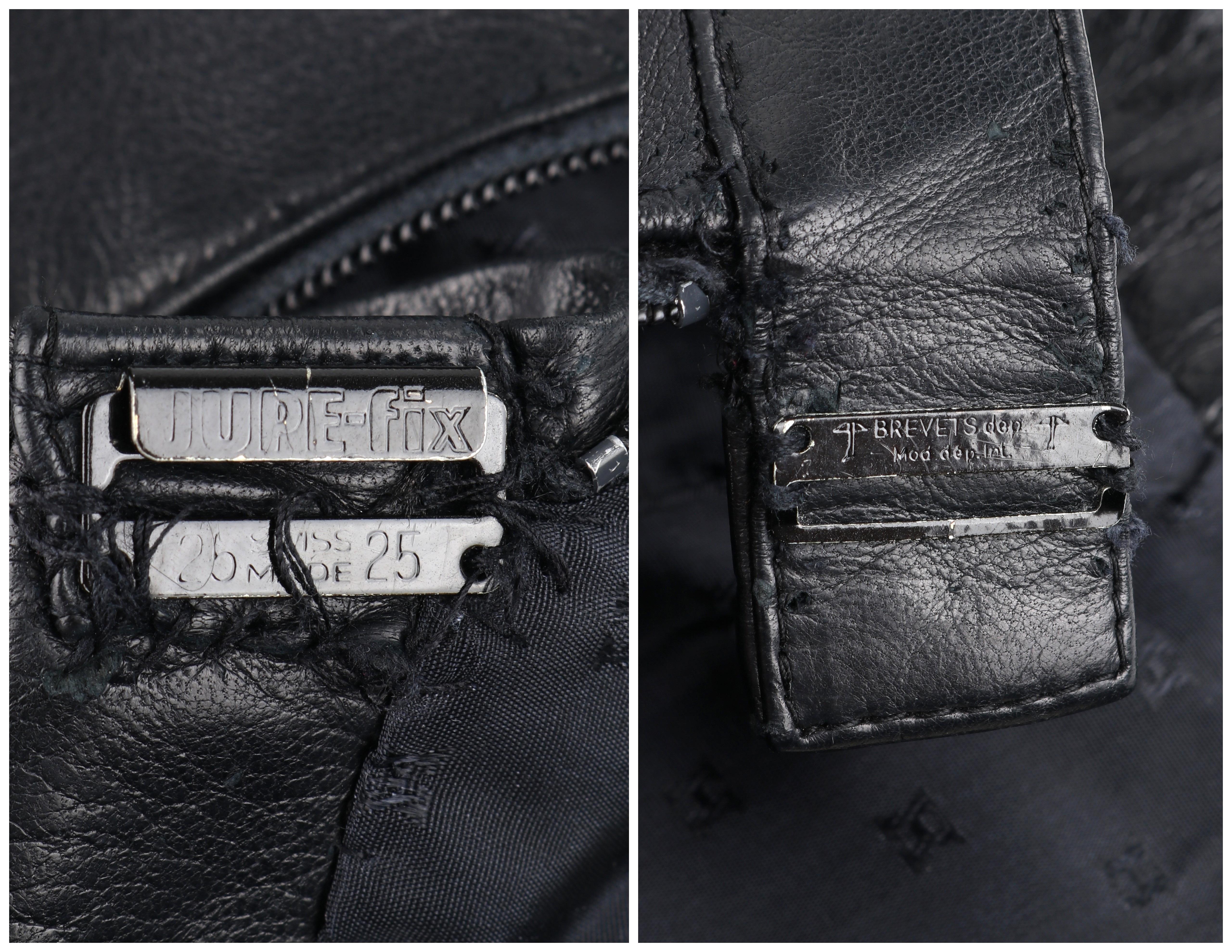 HERMES c.1980's Black Lambskin Leather Pocket Mini Classic Pencil Skirt For Sale 5