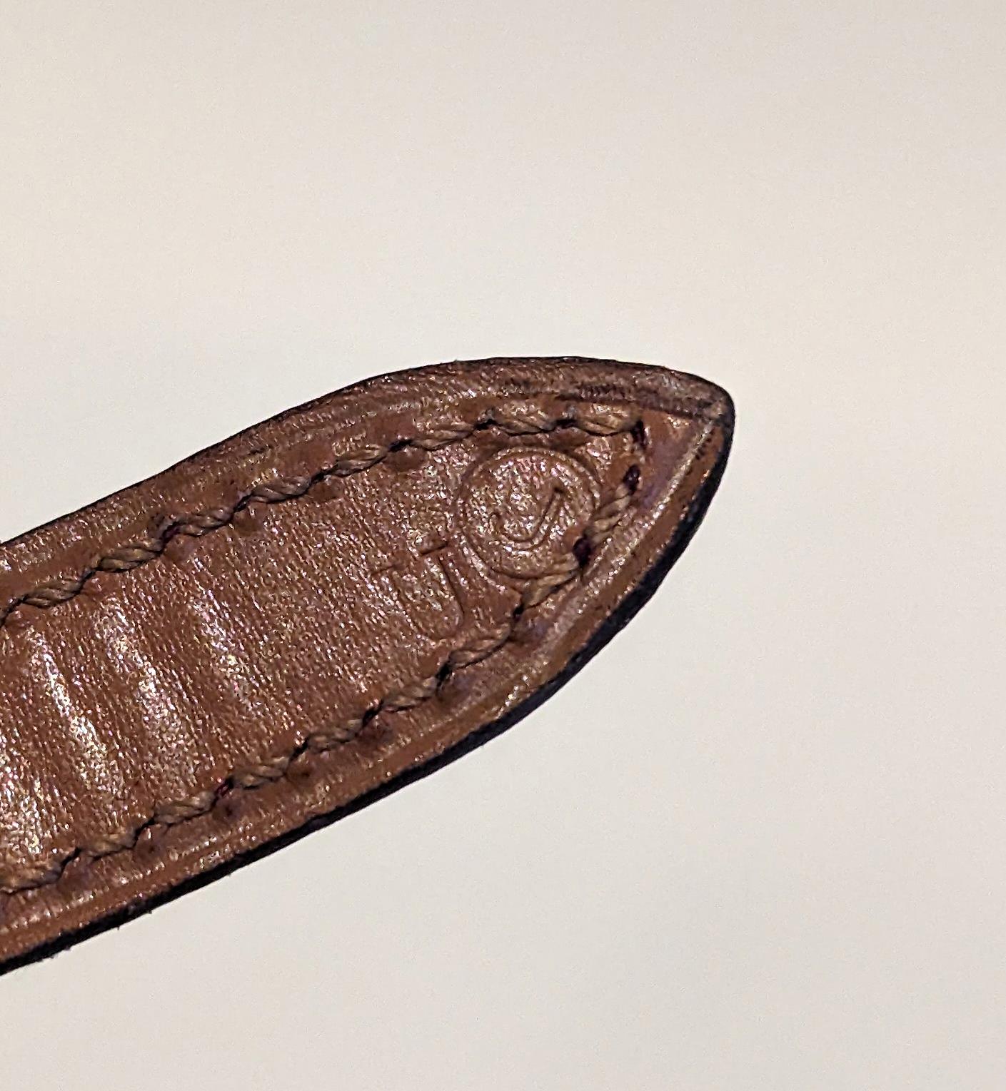 Ceinture écuyère HERMÈS en cuir de peau de lézard avec pièces métalliques (dont anneau) en or (années 1980) en vente 6