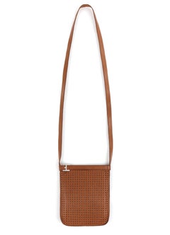 HERMES c.1980's "Onimaitou" Brown Perforated Leather Crossbody Shoulder Handbag