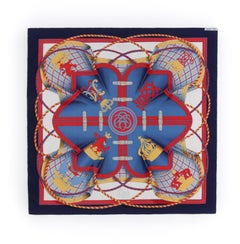 HERMES c.1990 "Grande Tenue" Henri d'Orginy Equestrian Royal Emblem Silk Scarf