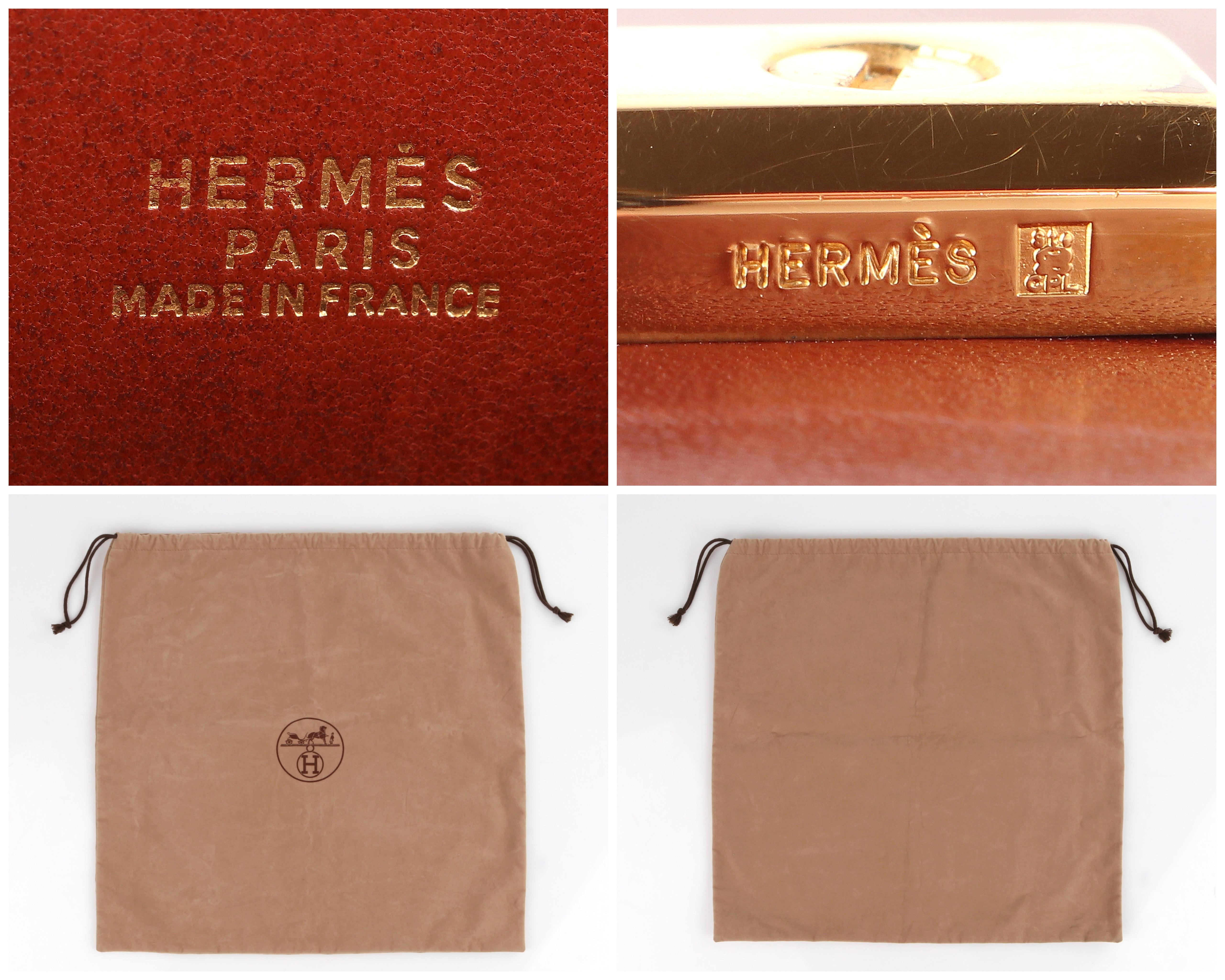 HERMES c.1995 Vtg Brown Leather Buckle Strap Structured Bucket Shoulder Bag For Sale 5