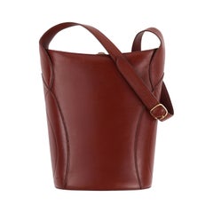 HERMES c.1995 Vtg Marrón Cuero Hebilla Correa Estructurado Bucket Bolso de hombro
