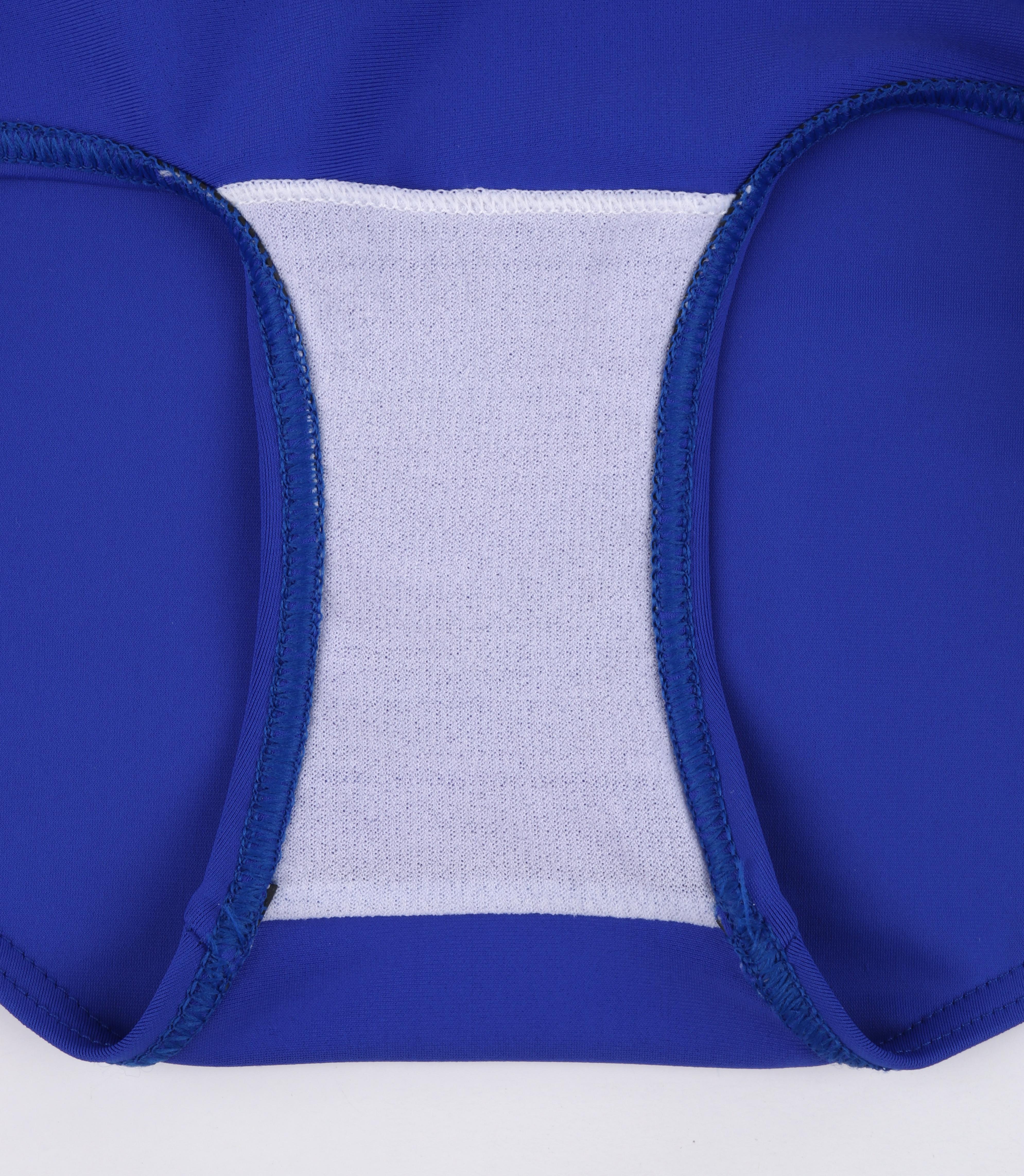 HERMES c.2000’s Blue Gold Toggle Bustier Halter Top One Piece Bathing Swimsuit 2
