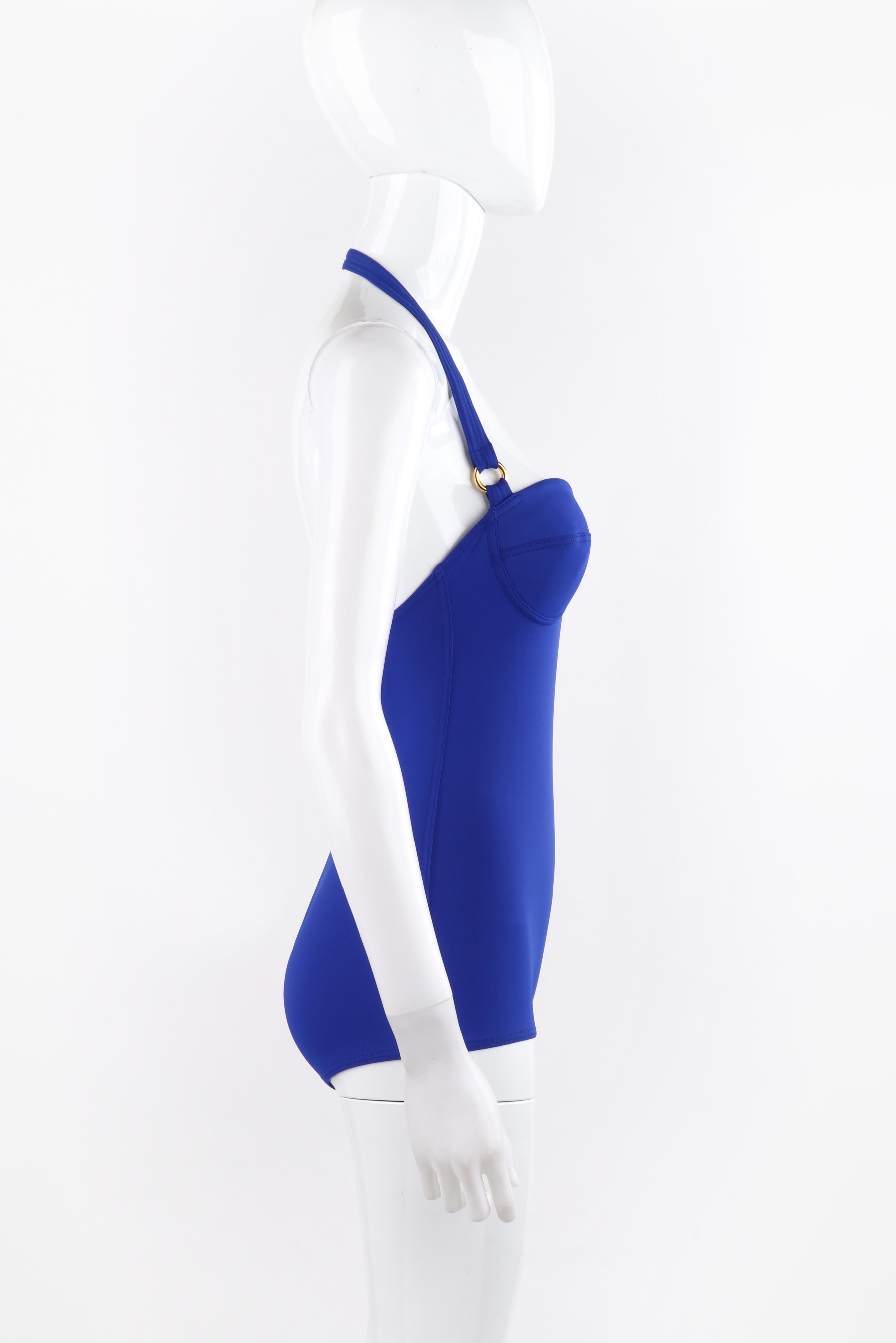 blue and gold swimsuit