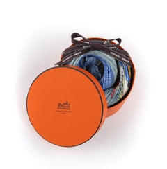 HERMES c.2001 Pañuelo Plisse Floral Tropical Azul "Varangues" Dimitri Rybaltchenko