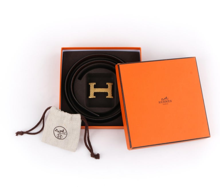Hermès // Black & Brown Leather Reversible H Buckle Belt – VSP Consignment
