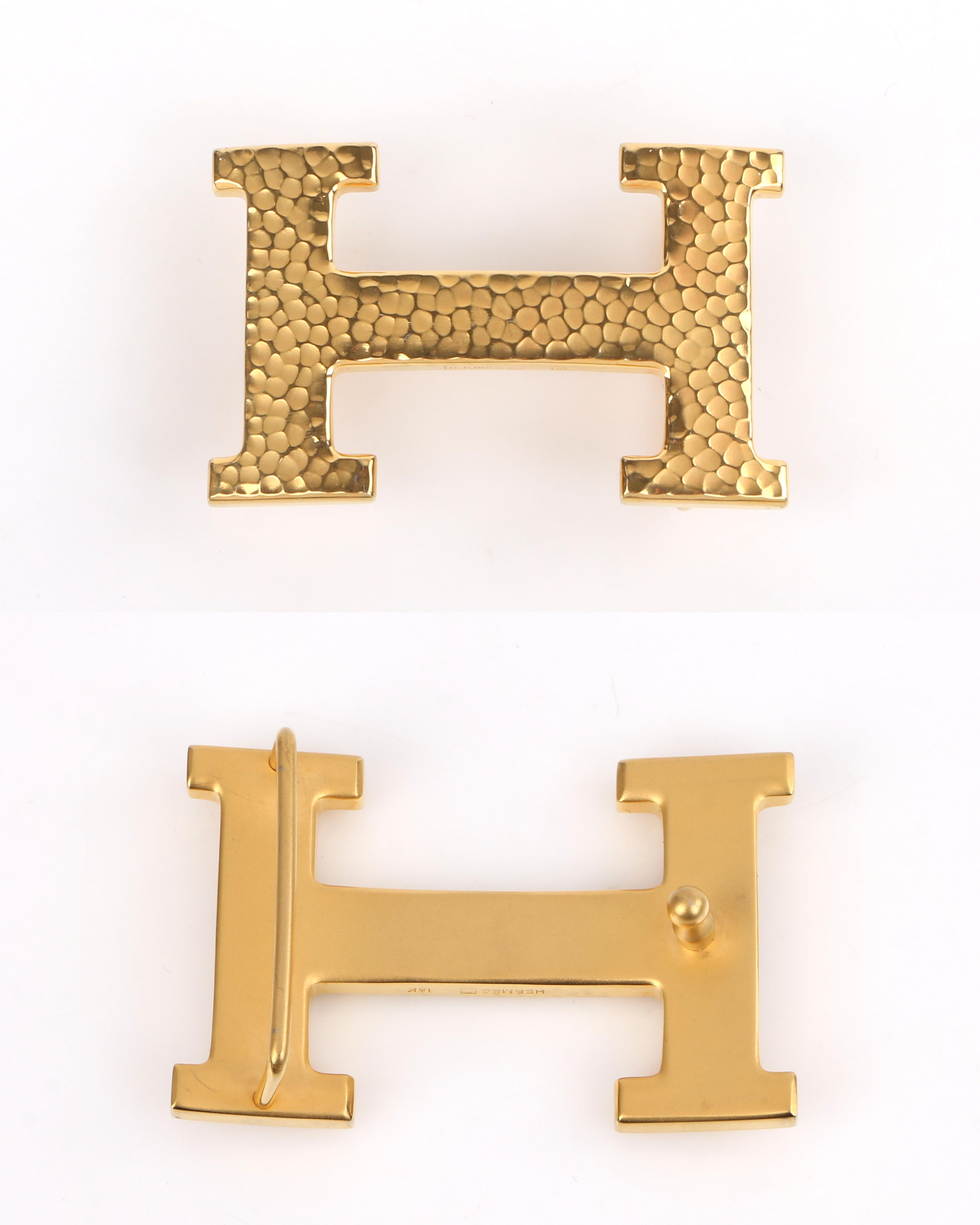 gold h belt buckle