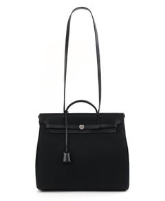 HERMES c.2004 Toile "Herbag” MM Nior Canvas Leather Handbag Shoulder Bag Insert