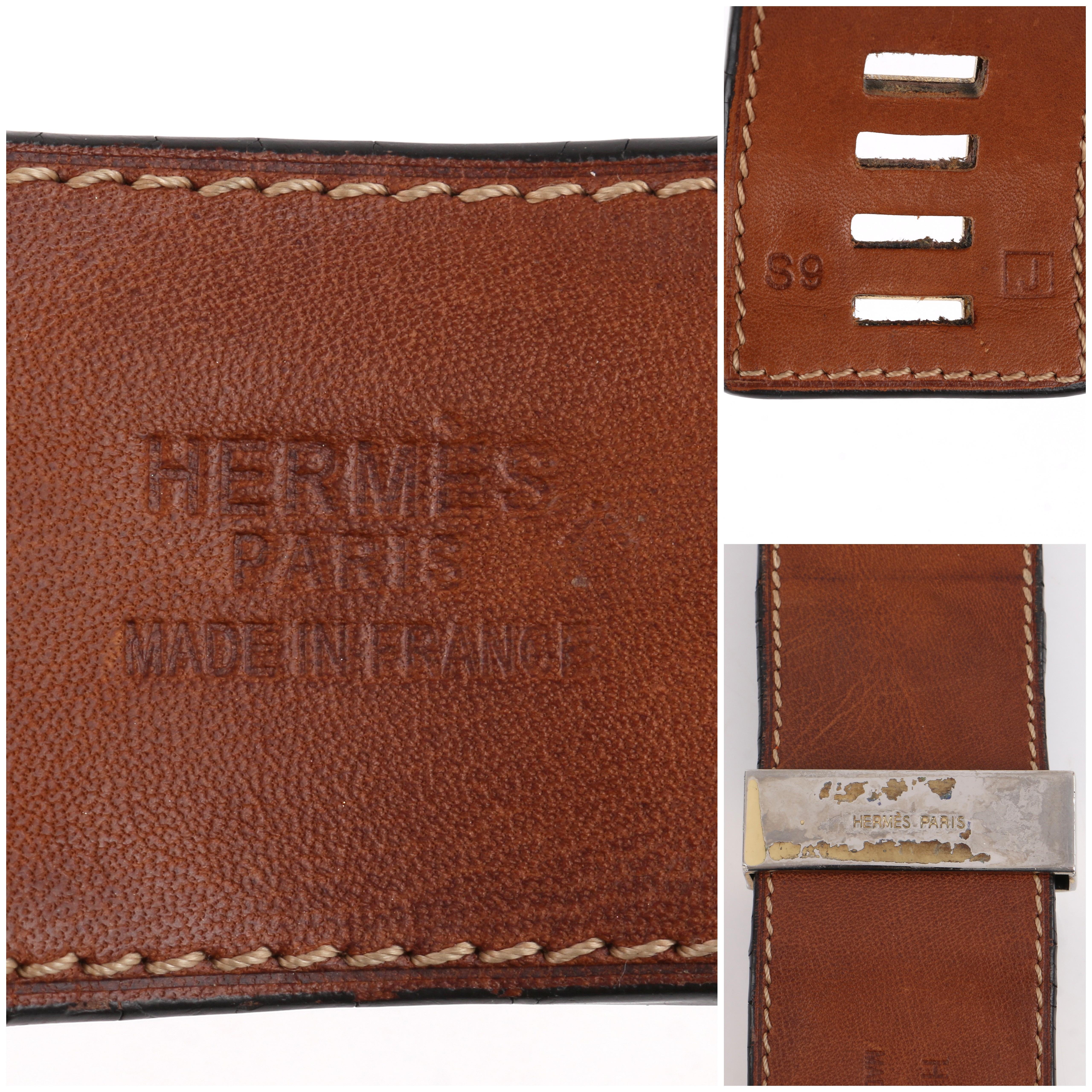 HERMES c.2006 “Collier de Chien” Dark Brown Clemence Leather Stud Cuff Bracelet 3