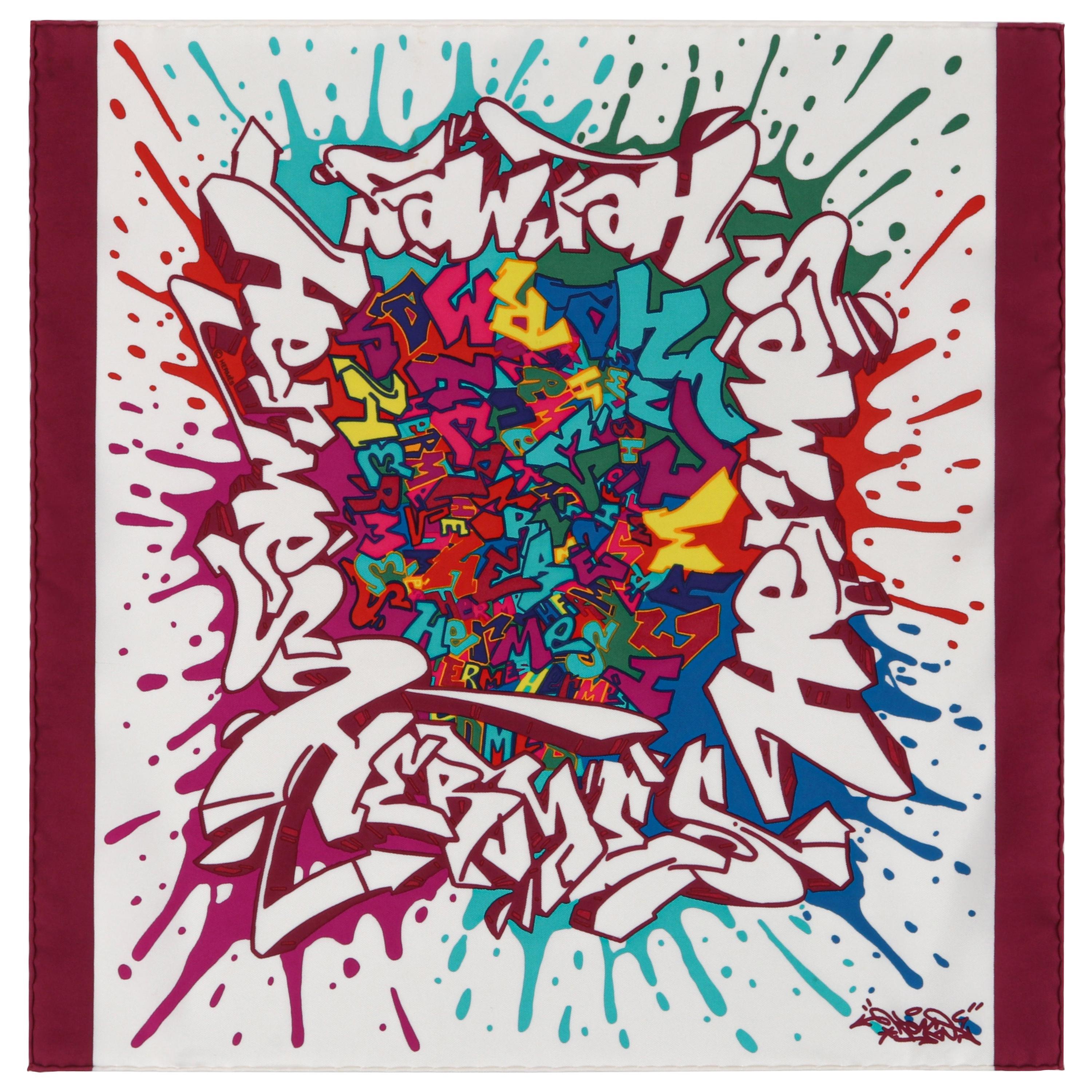 HERMES c.2011 Cyril Phan Kongo “Graff” Multicolor Graffiti Art Silk Scarf w/Box
