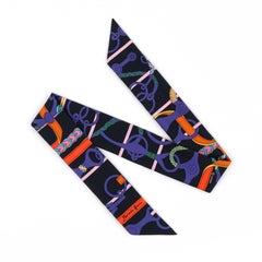 HERMES c.2018 “Panoplie Équestre" Multicolor Equestrian Silk Twilly Scarf